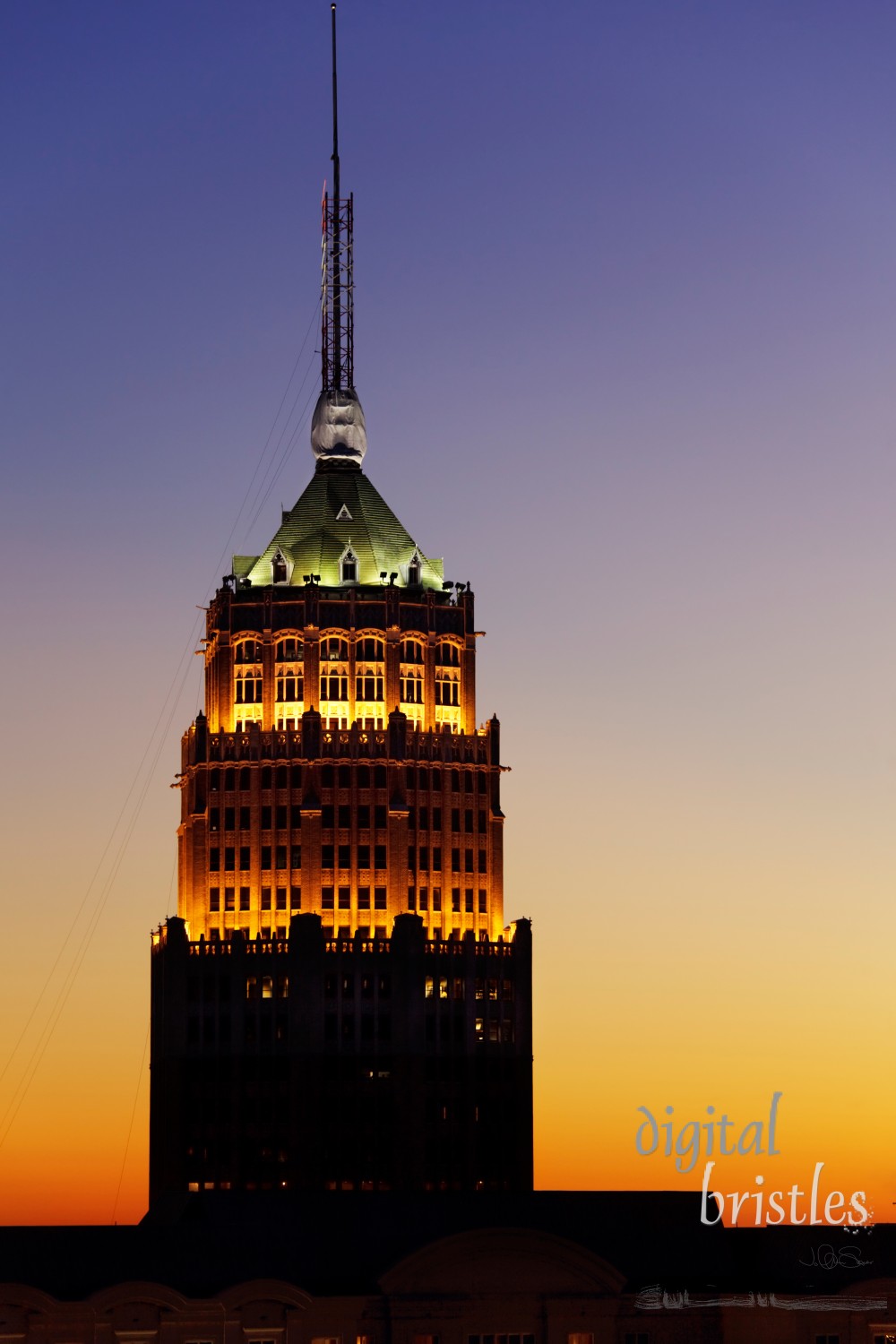 Tower Life Building, San Antonio, at sunset