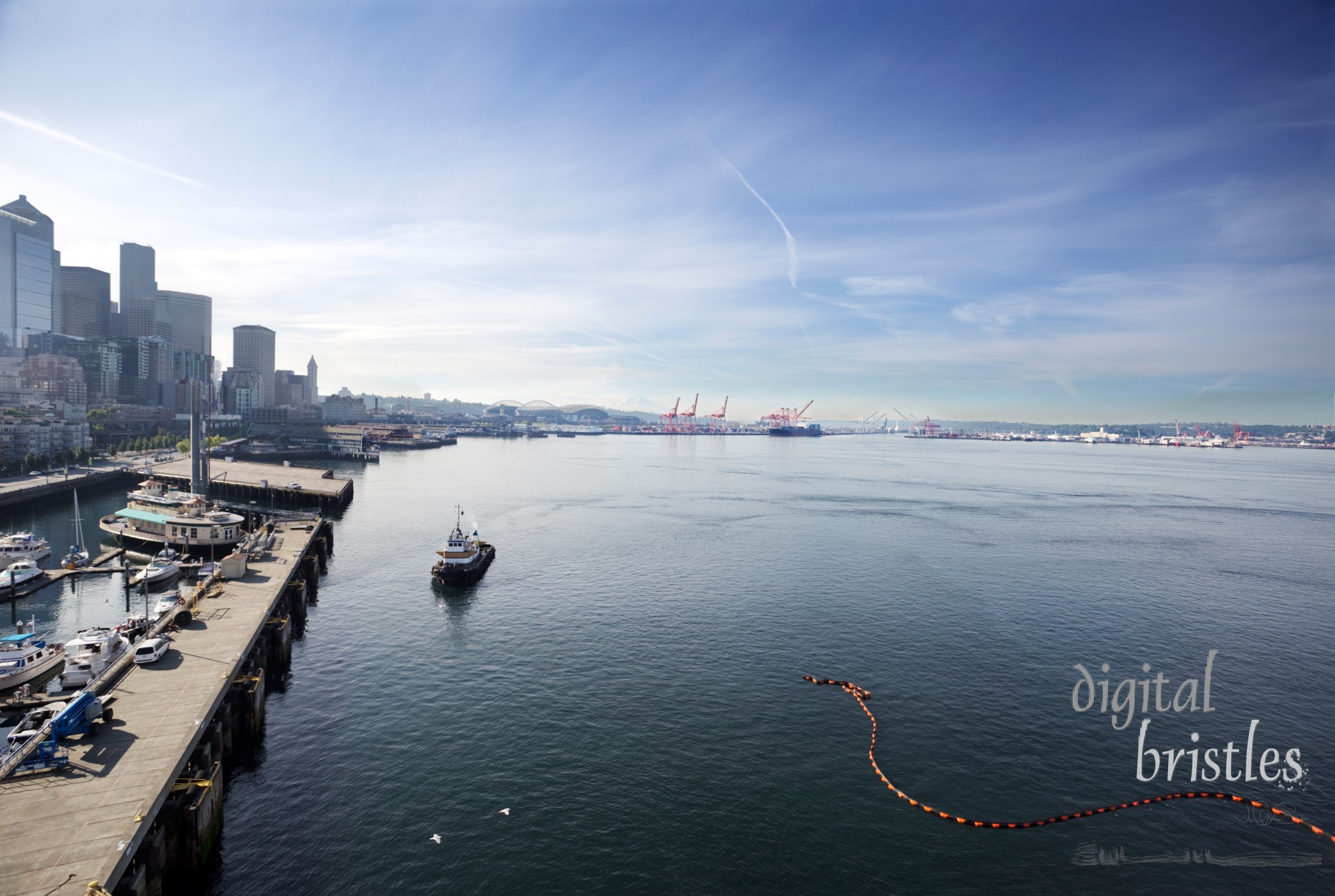 Early Sunday morning in Elliot Bay, Seattle, Washington