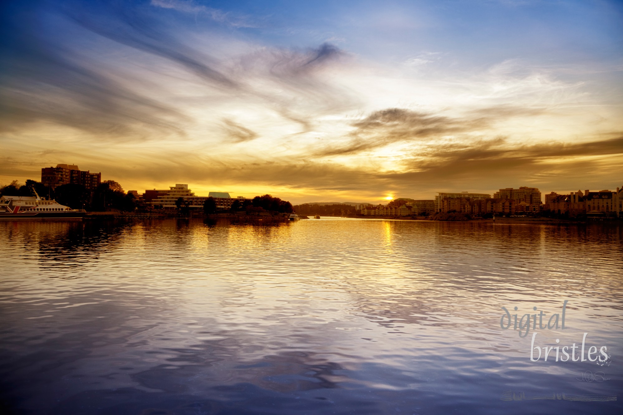 Inner Harbor, Victoria, British Columbia, as the sun goes down