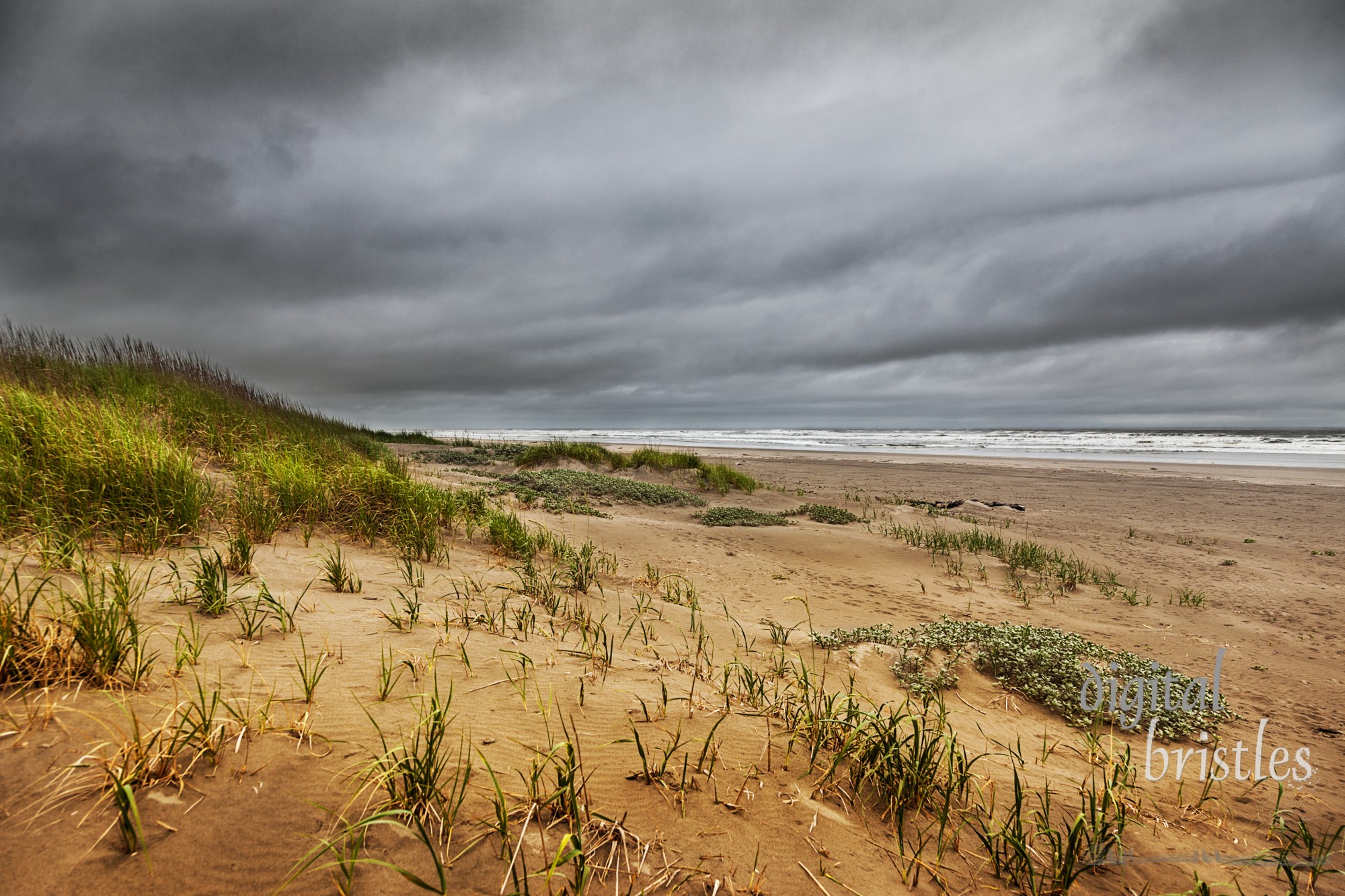 Long Beach, Washington, as a June storm rolls in from the ocean