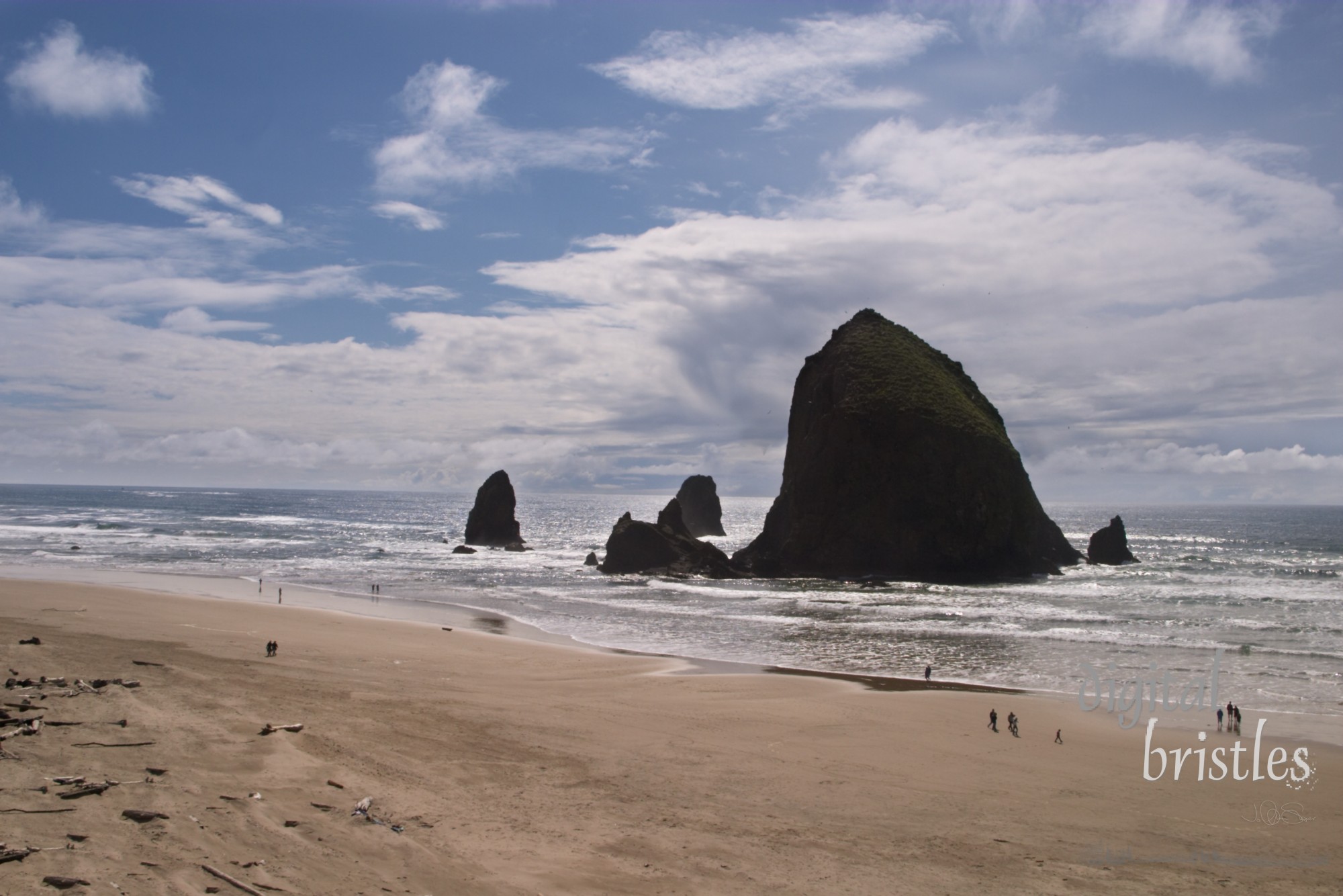 Sunny spring day at Cannon Beach, Oregon