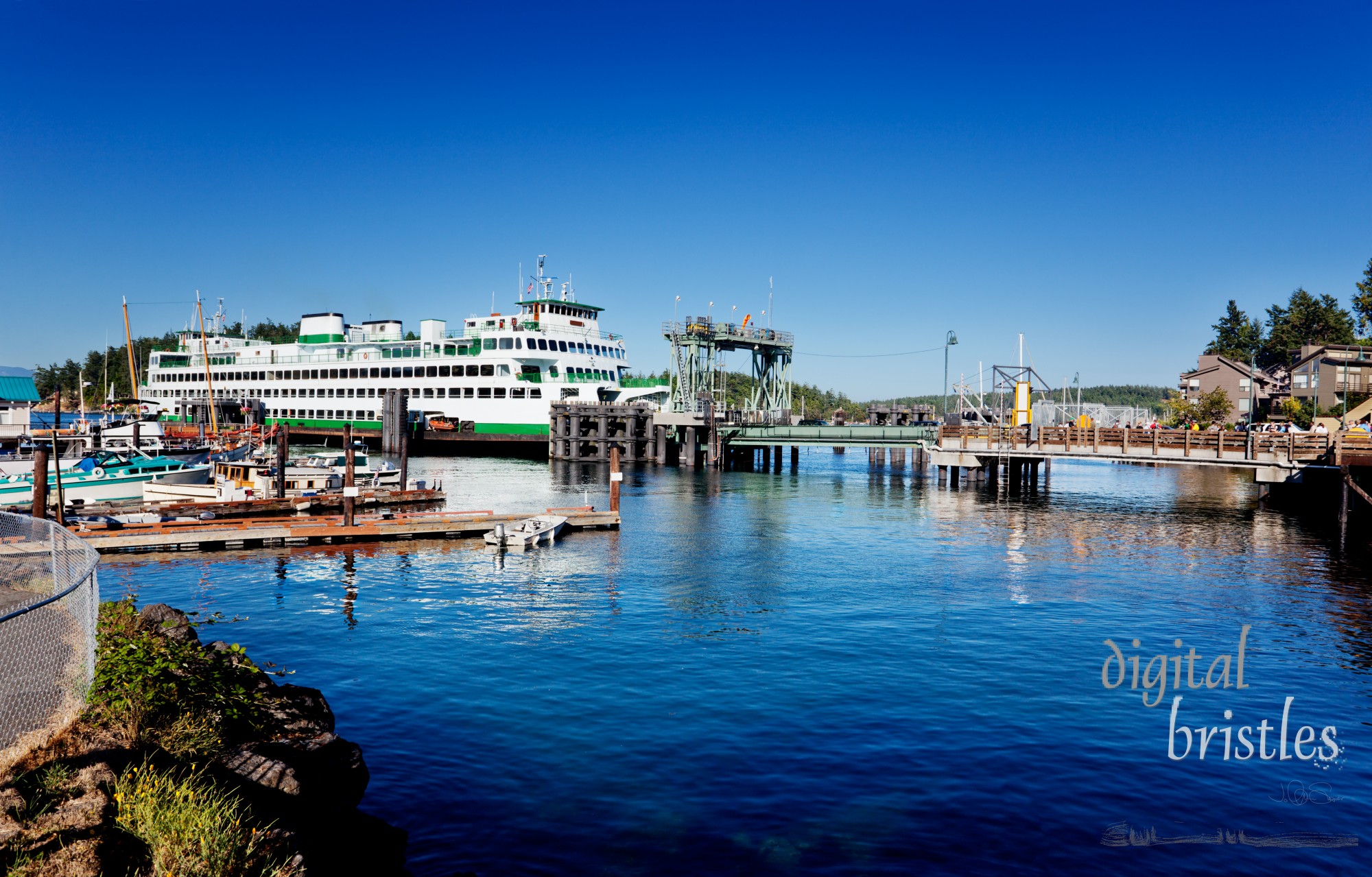 Washington State ferry at the dock in Friday Harbor in San Juan Island, Washington