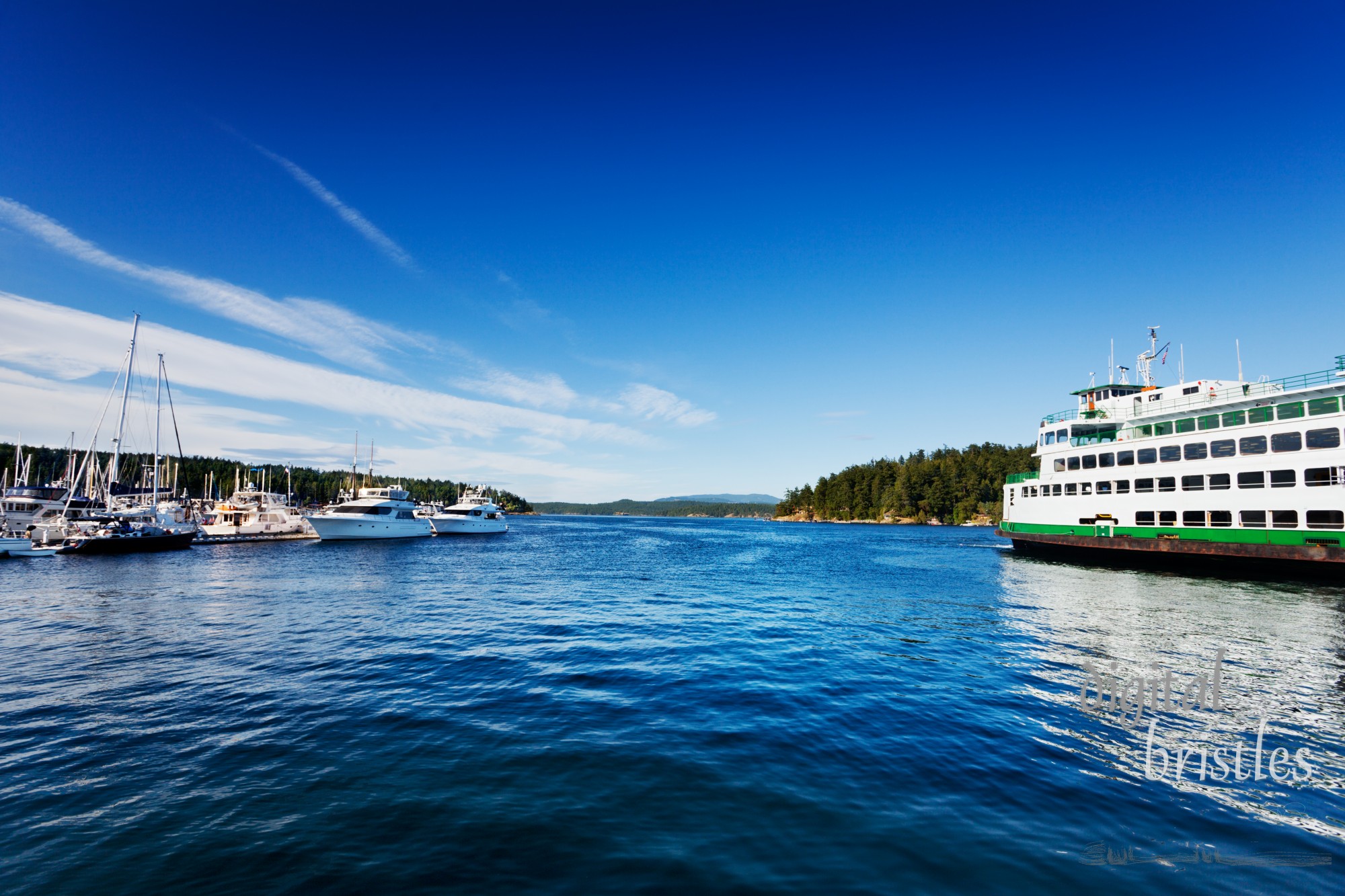 Washington State ferry at the dock in Friday Harbor in San Juan Island, Washington