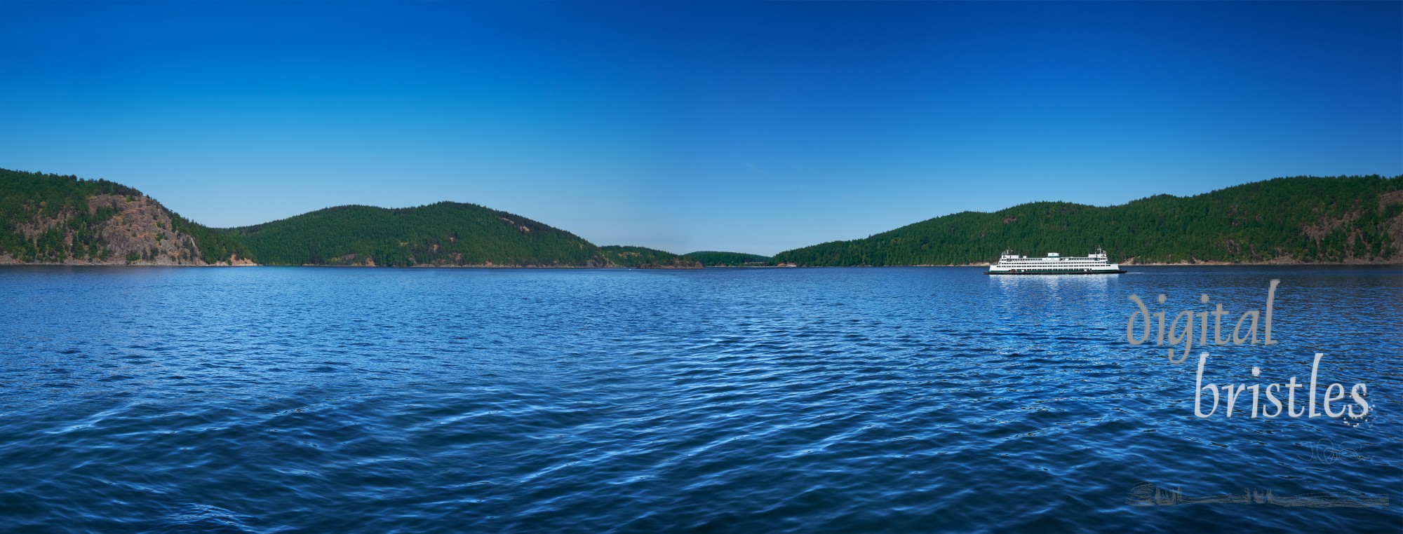 Afternoon ferry heading Westward through the San Juan Islands, Washington