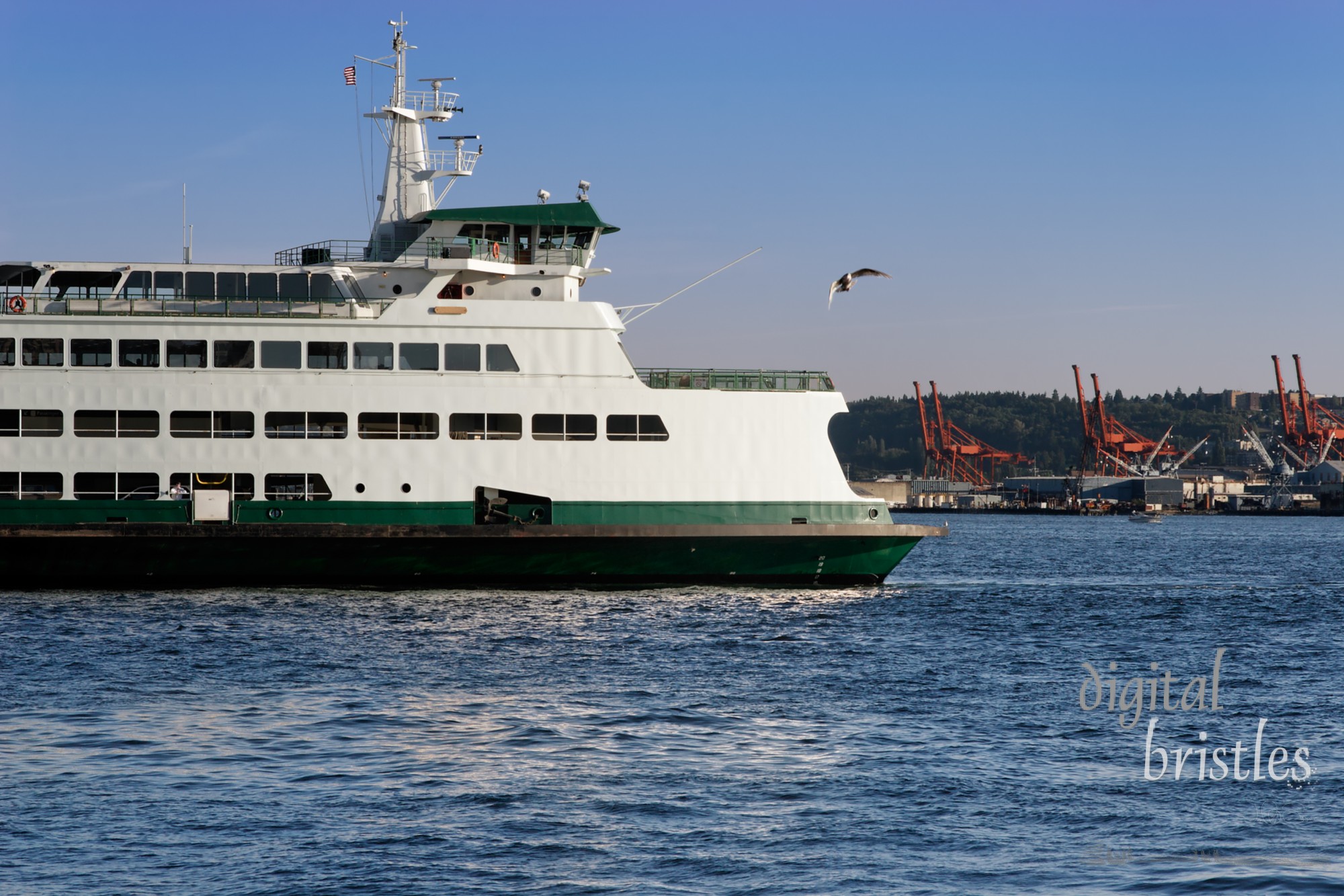 Car ferry heads for the Coleman Dock in Seattle, Washington