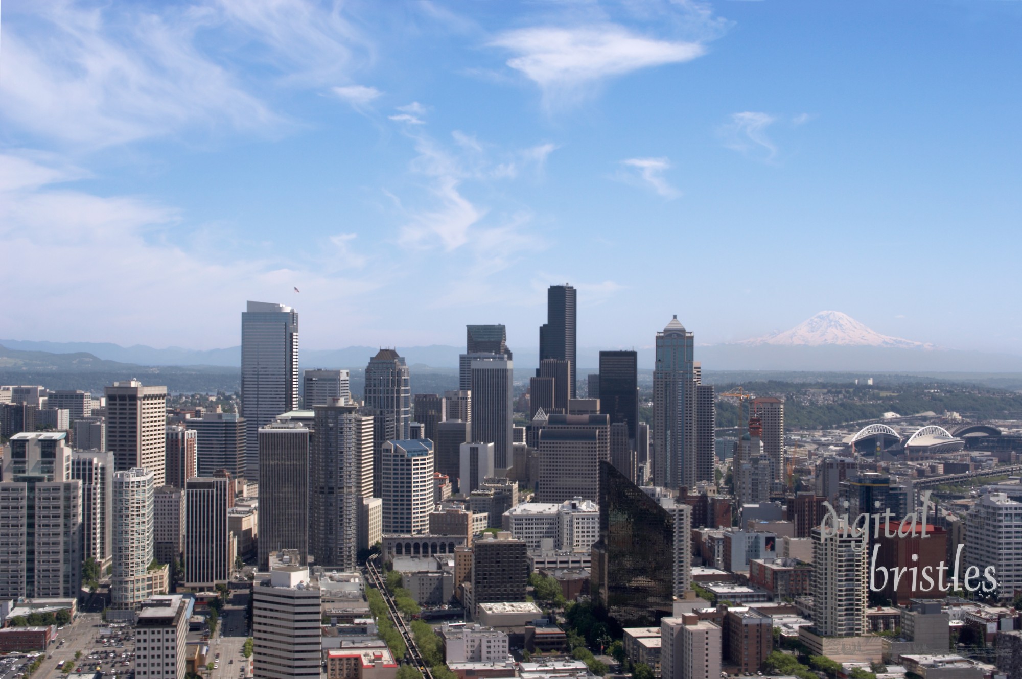 Wide view of Seattle skyline