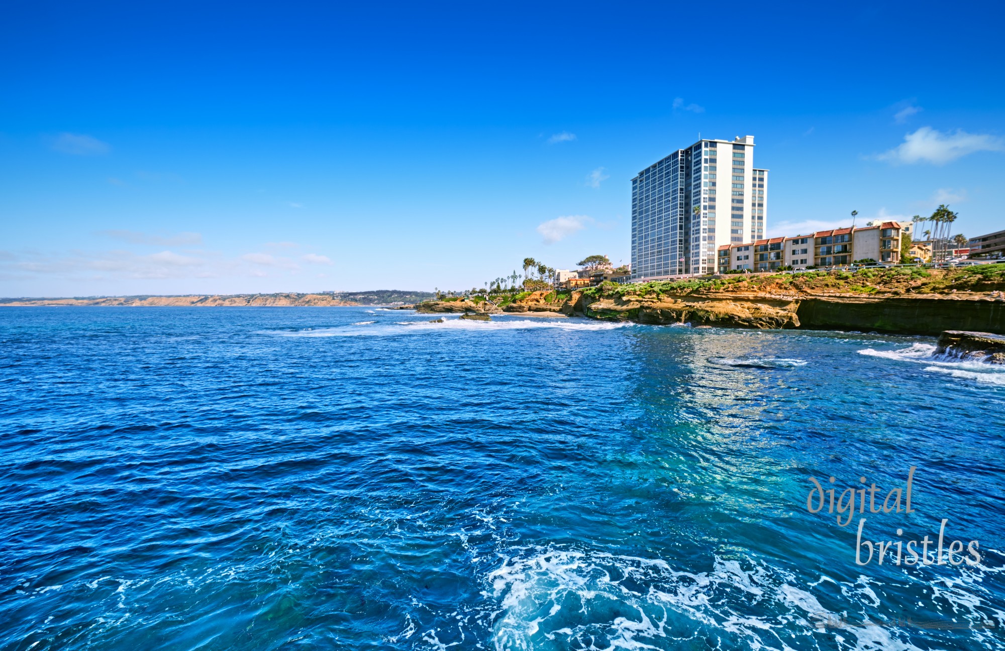 A sunny Winter afternoon in La Jolla, California, looking north towards Torrey Pines and Del Mar