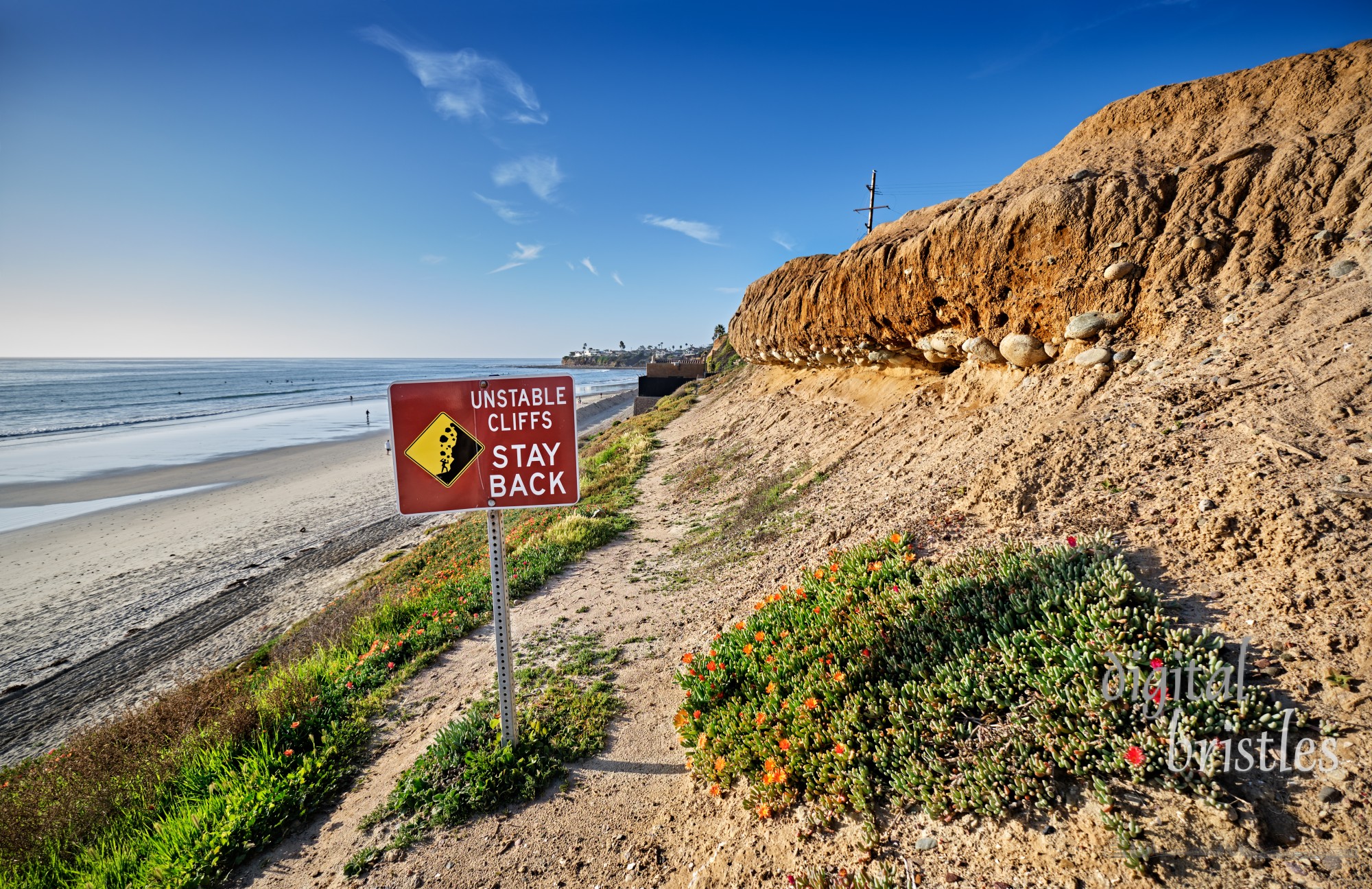 Pacific Beach path runs under unstable cliffs