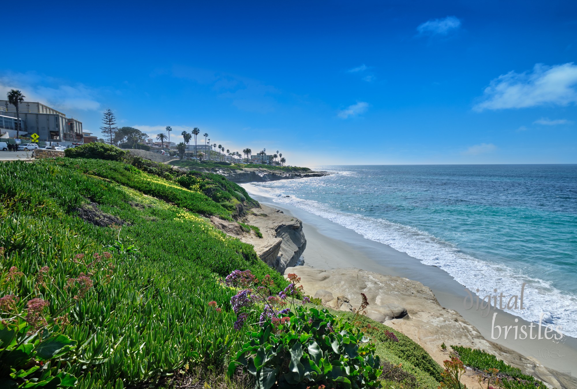 View from South Casa Beach along sparkling La Jolla shoreline