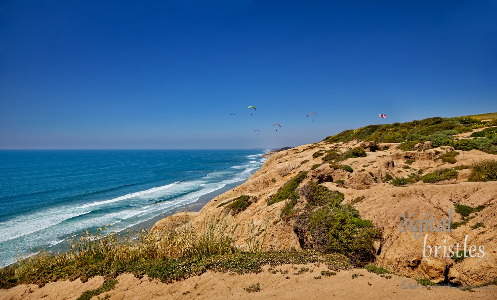 Deeply eroded cliffs near Torrey Pines gliderport - La Jolla, north of San Diego, California