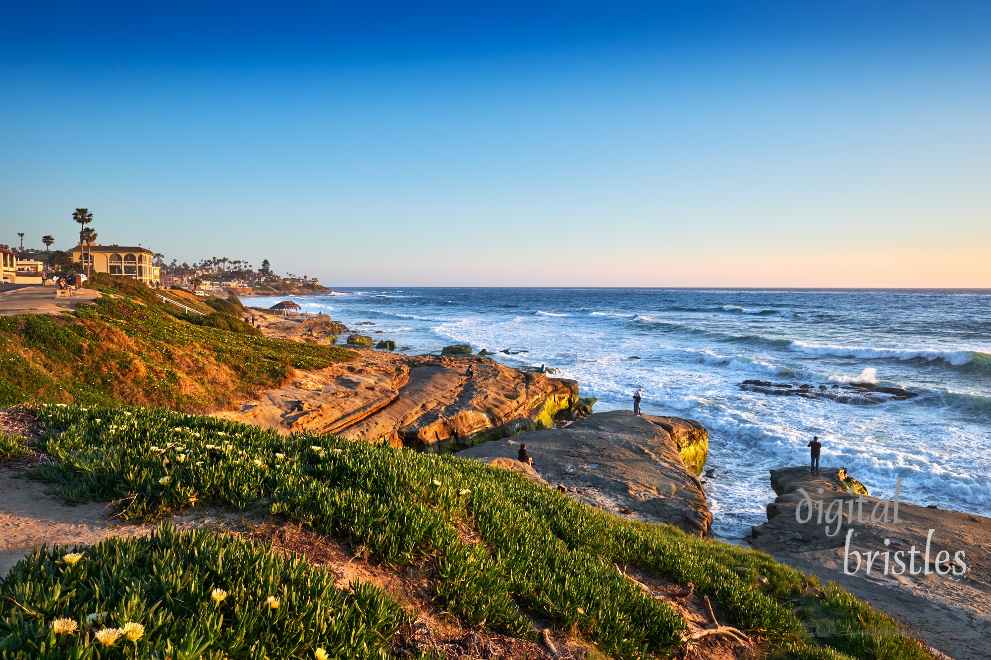 Spring sunset view from the rocks at San Diego's Windansea Beach