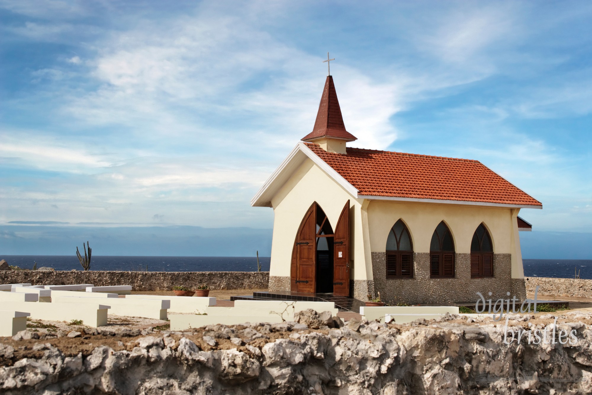 Alto Vista Chapel isolated on Aruba's north shore