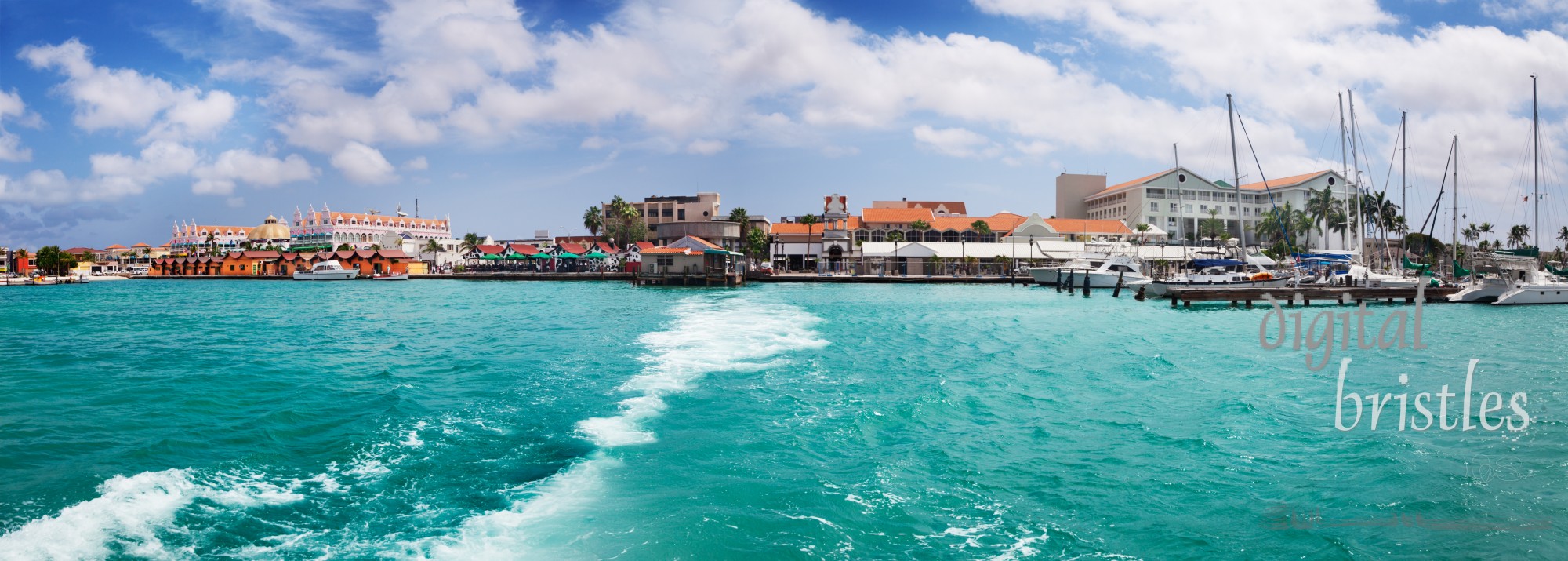 Oranjestad waterfront, from the harbor