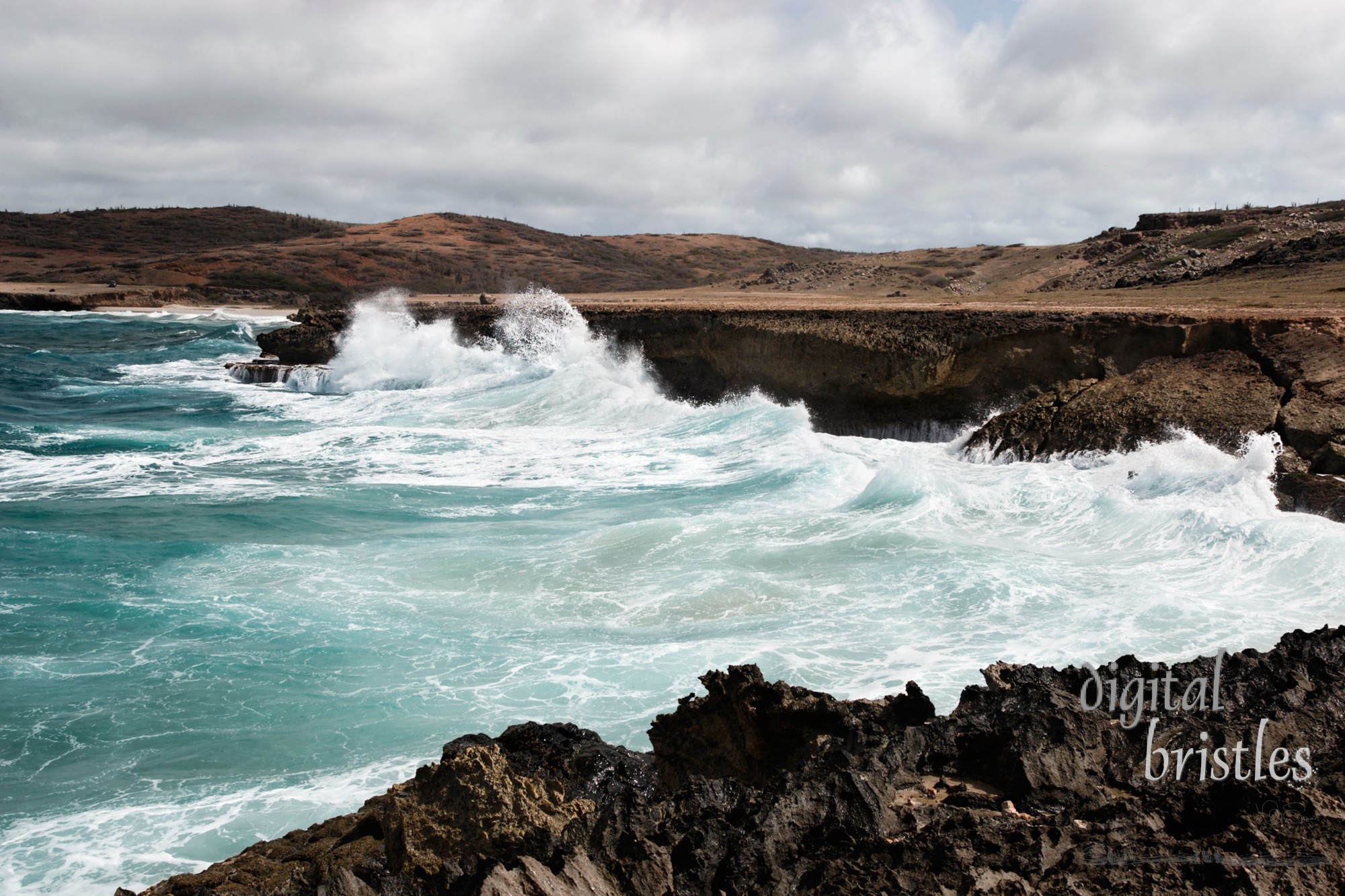 Heavy seas pound the north coast of Aruba