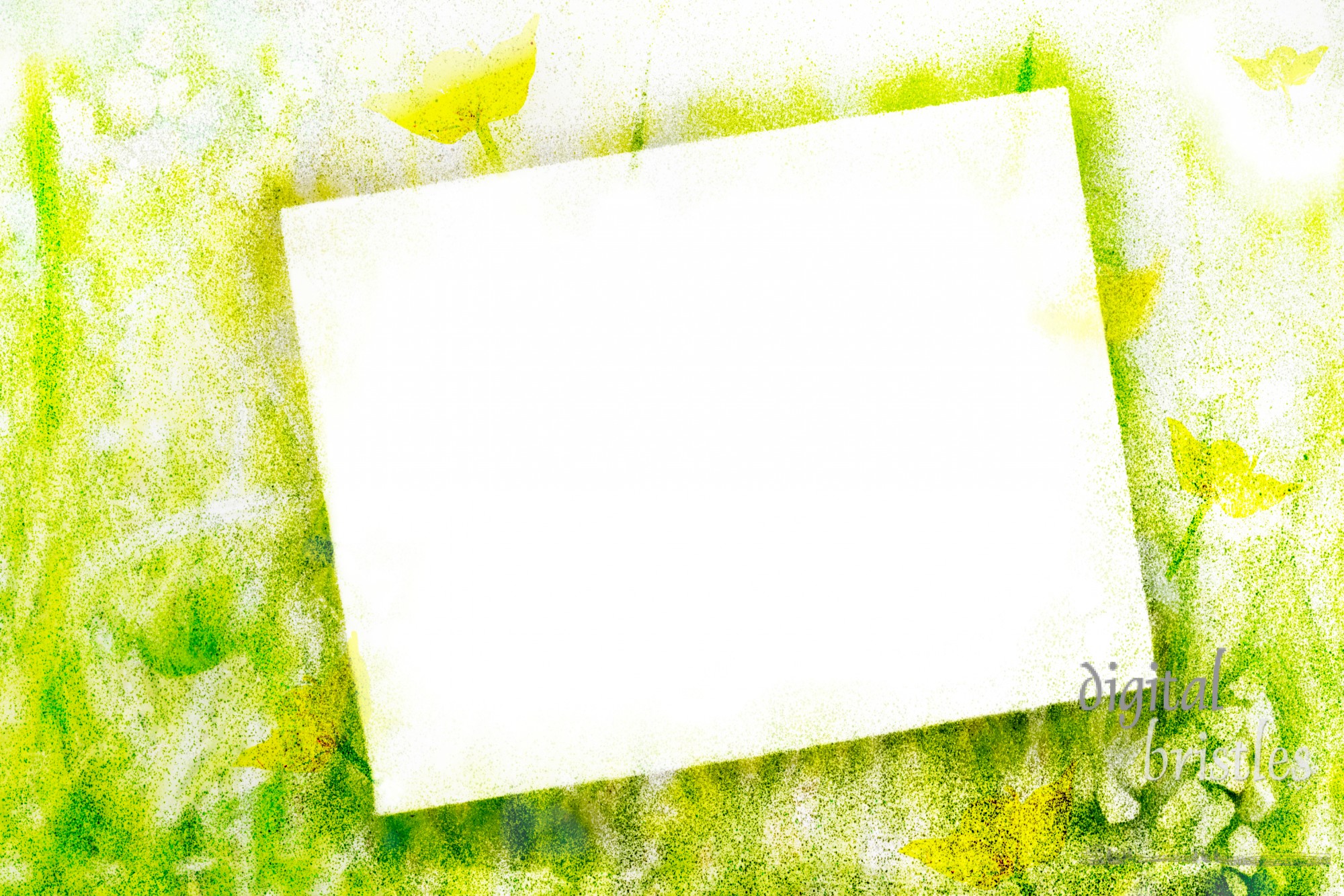 Airbrushed frame and background in green  tones