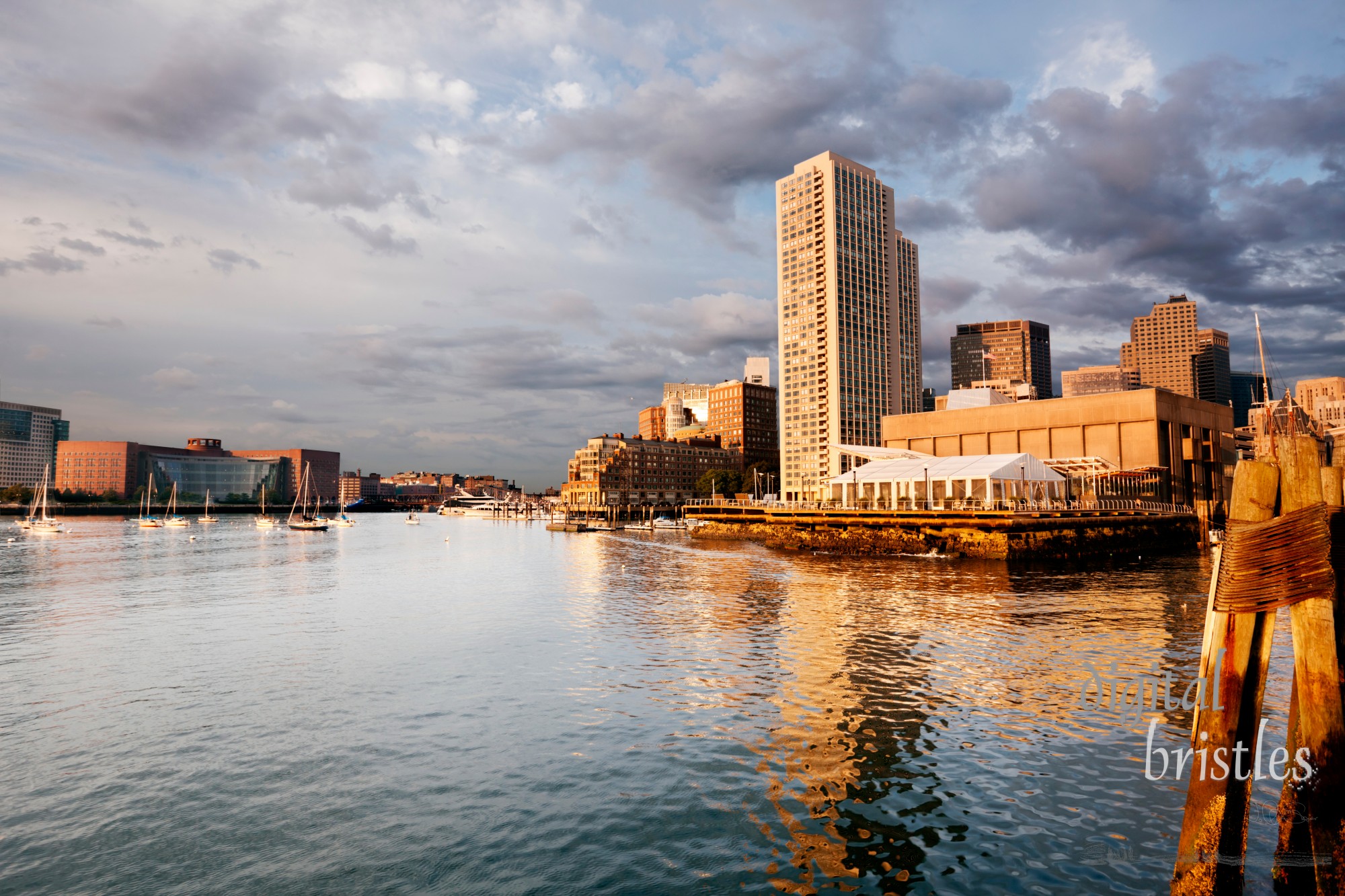 Summer morning light on Boston Harbor and the waterfront