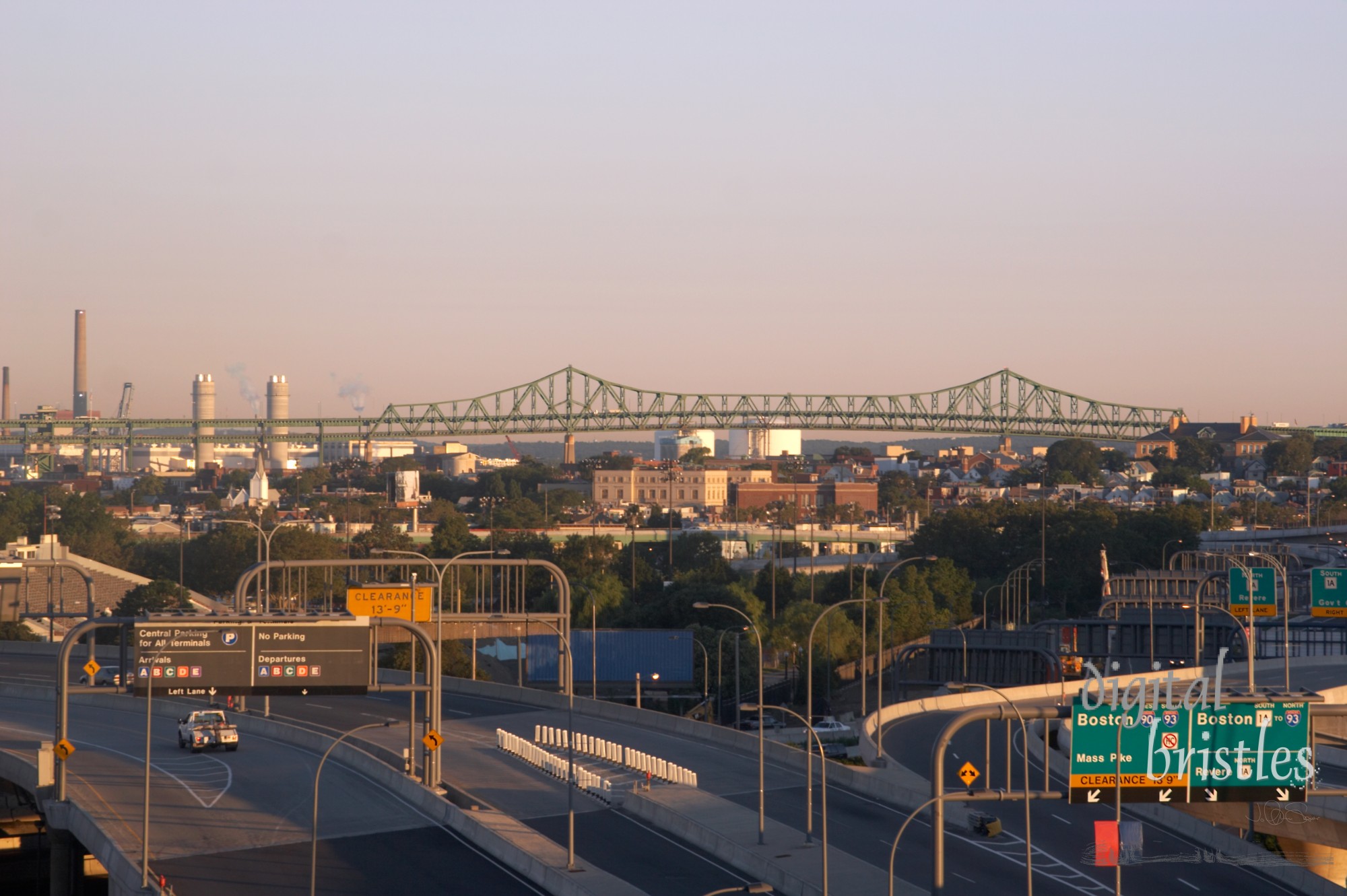 Logan airport, Boston, looking out over the Tobin Bridge