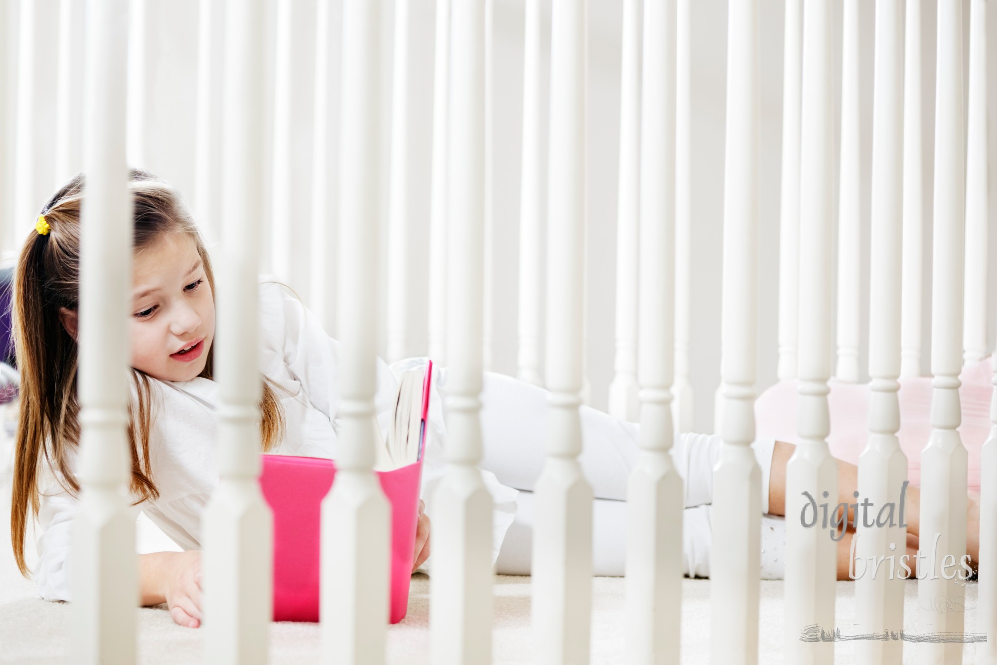 Young girl trapped by homework