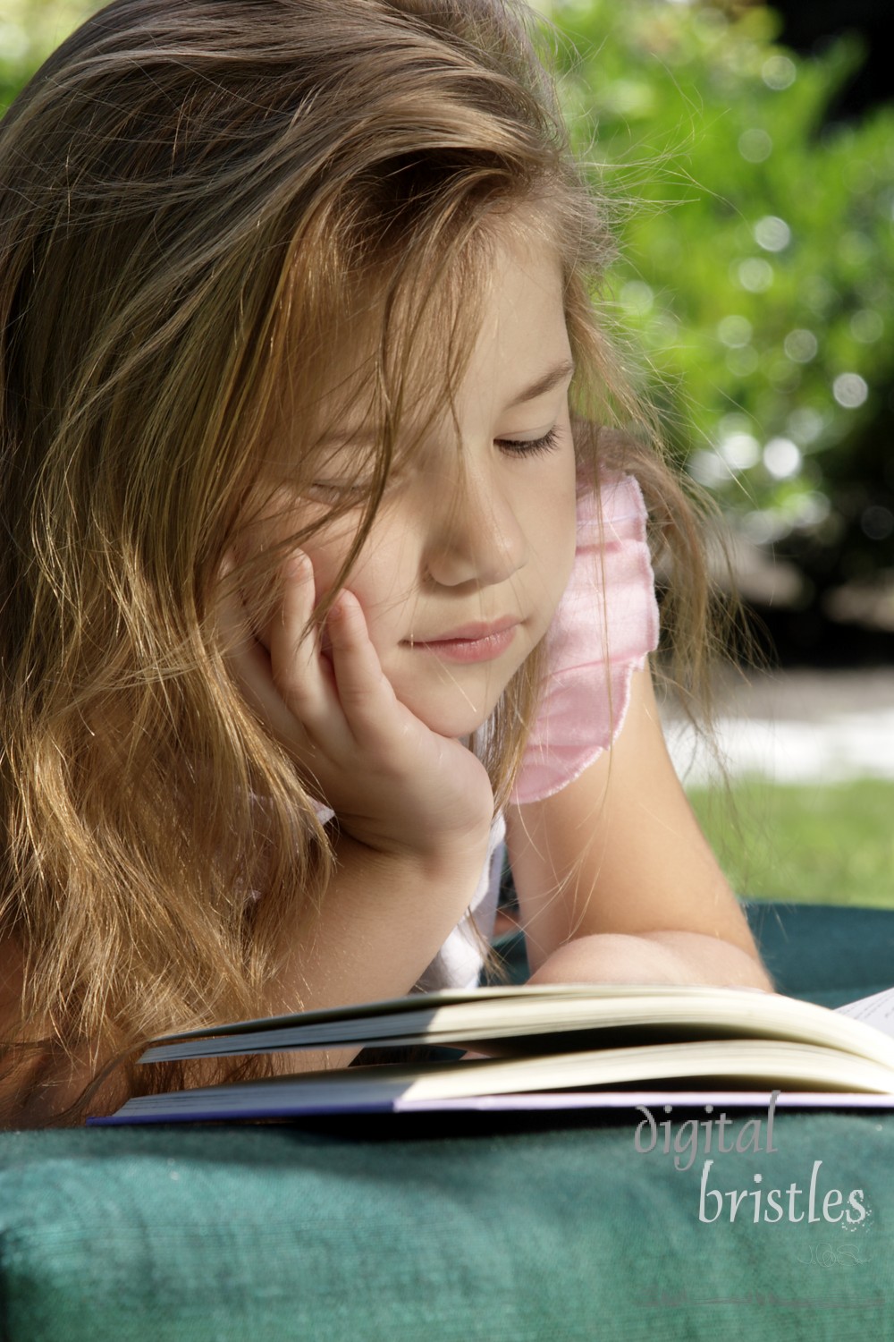 Young girl Lost in her reading