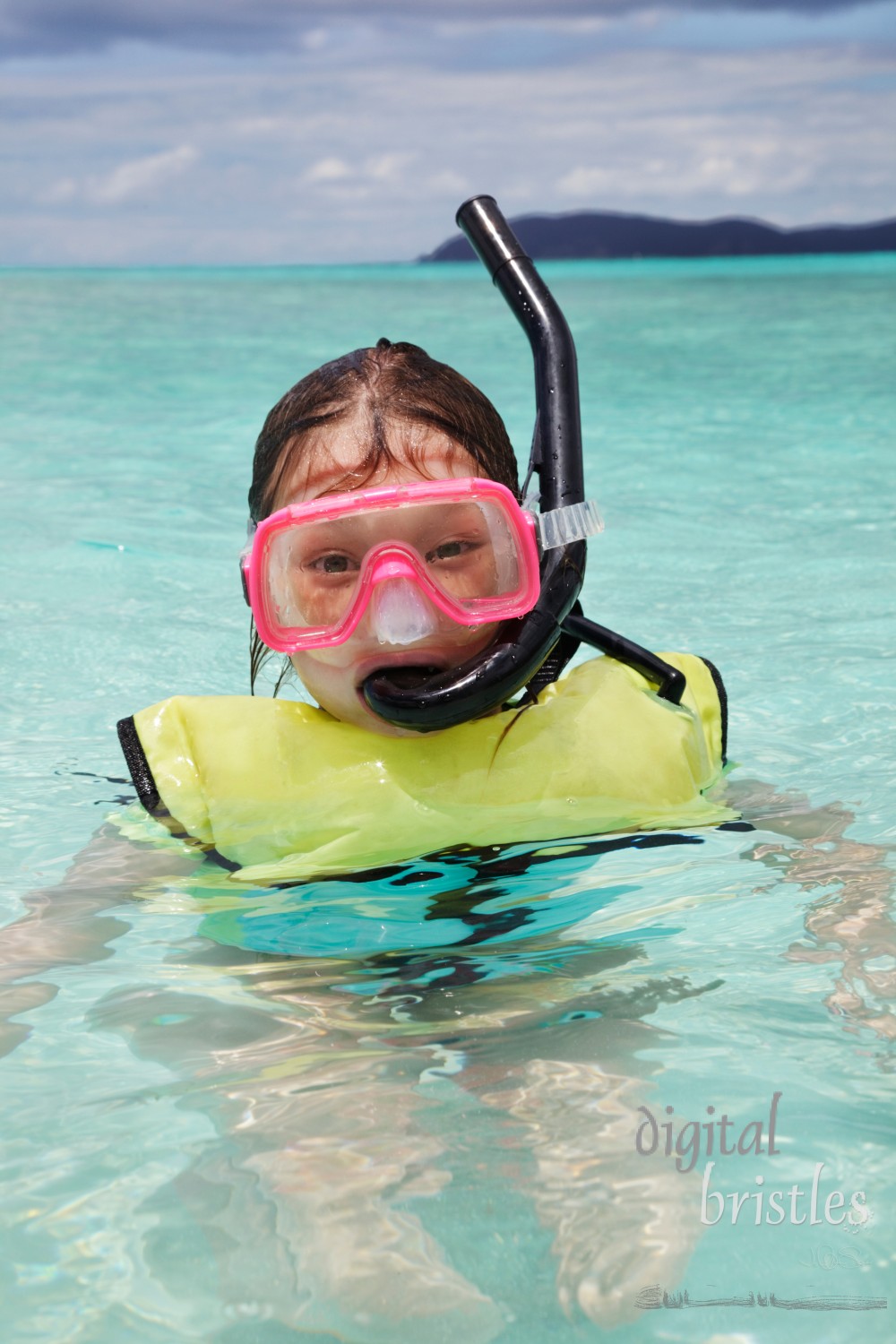 Young girl in snorkeling gear, St. John