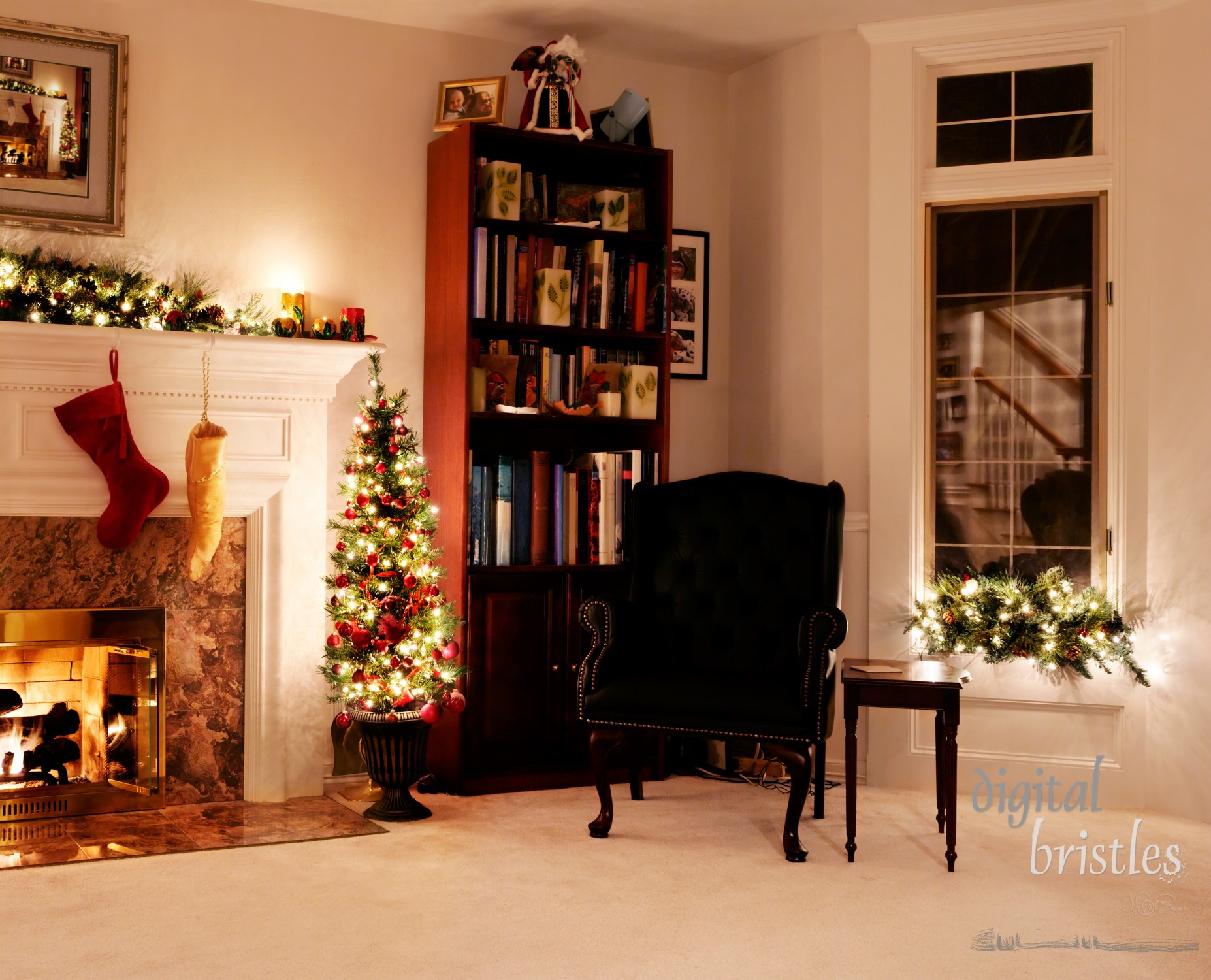 Living room decked out for the Christmas holidays