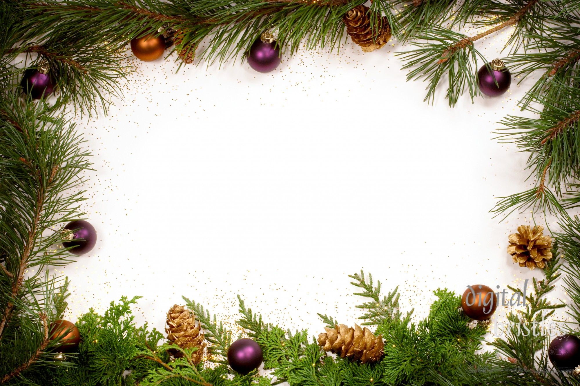 Christmas greenery and decorations - purple and gold