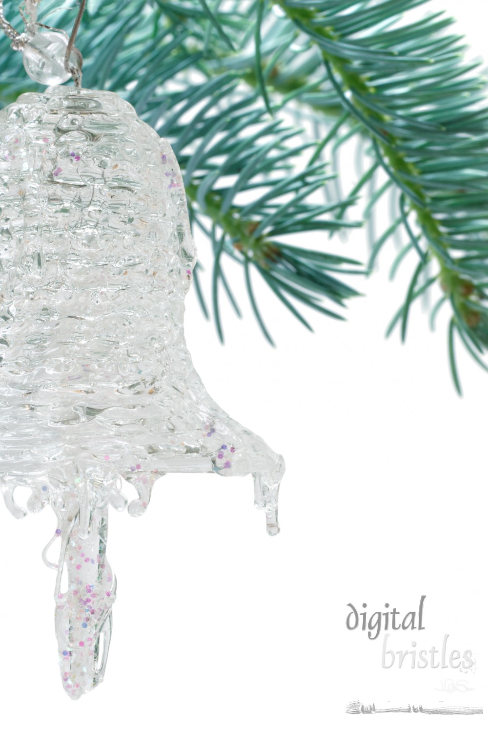 Glass Christmas tree ornament, detail view