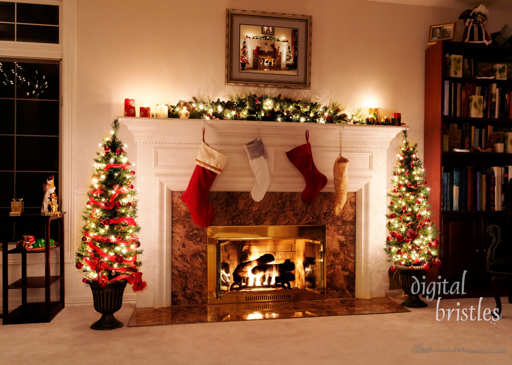 Living room decked out for the Christmas holidays