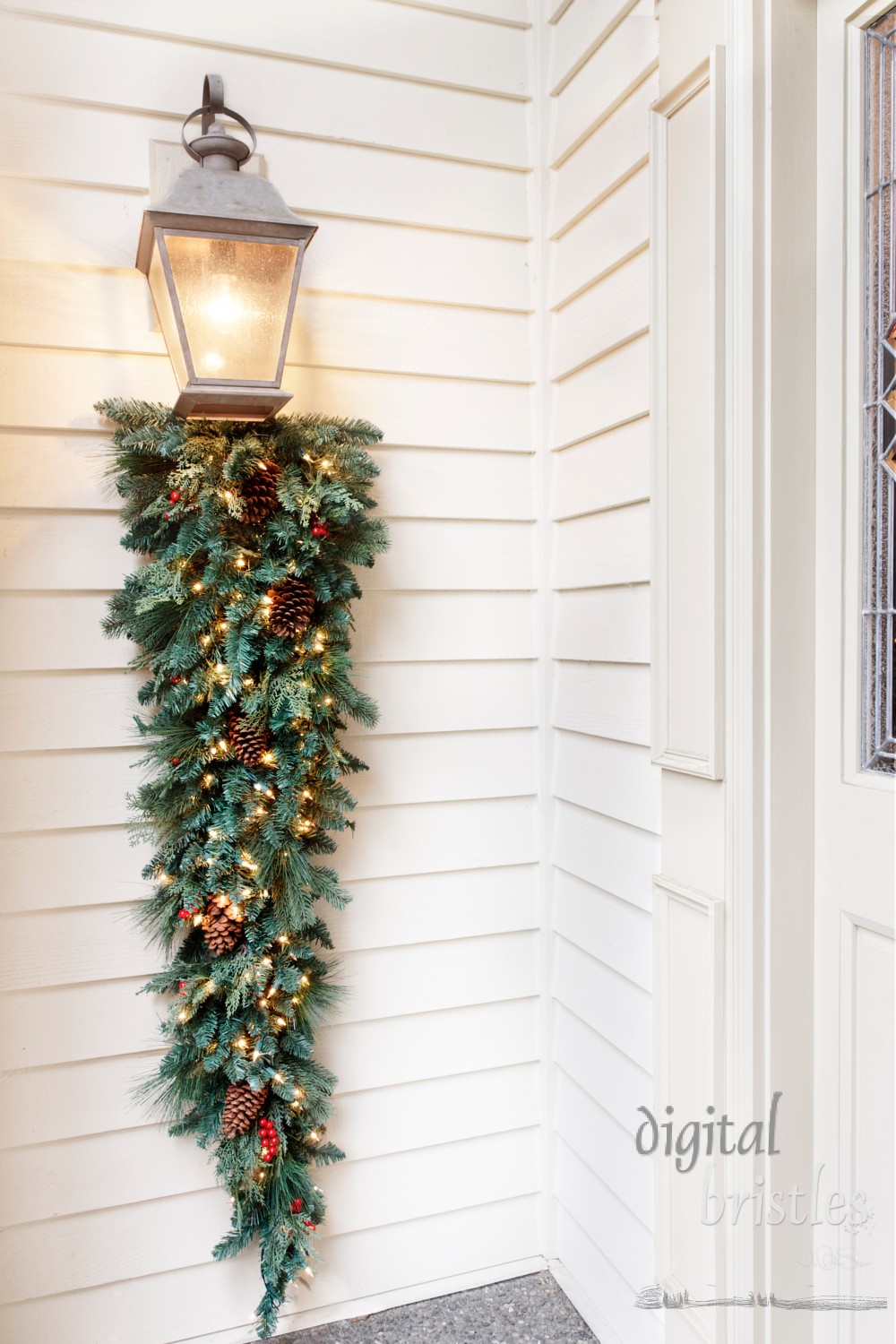 Christmas decorations on porch light