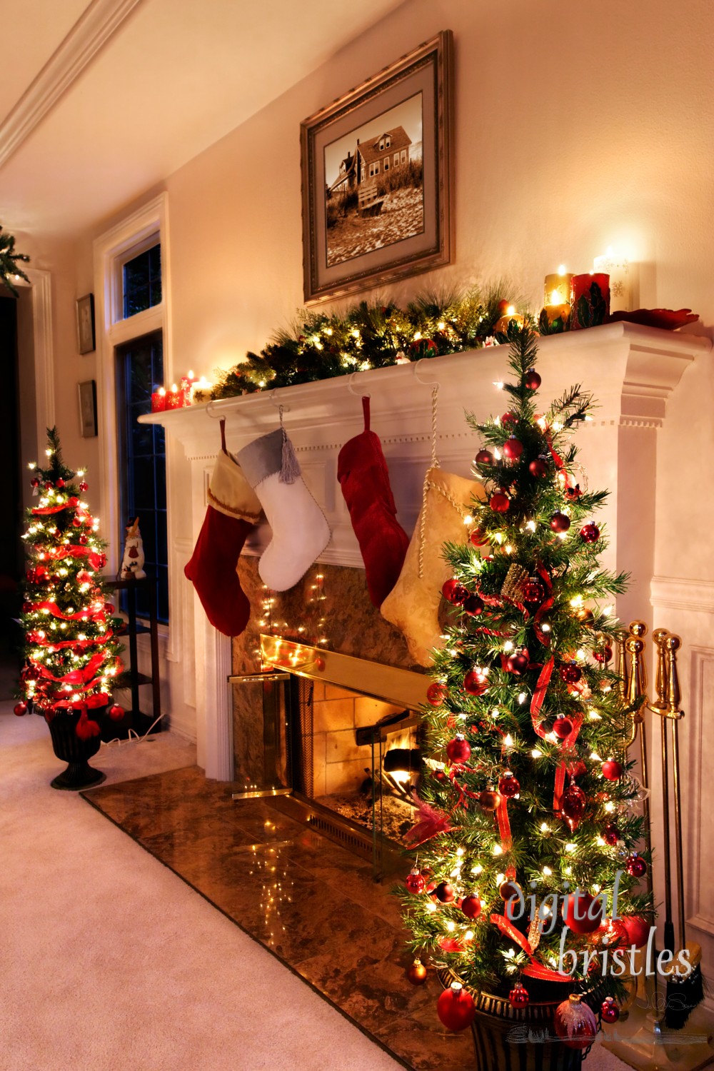 Living room decked out for the Christmas holidays