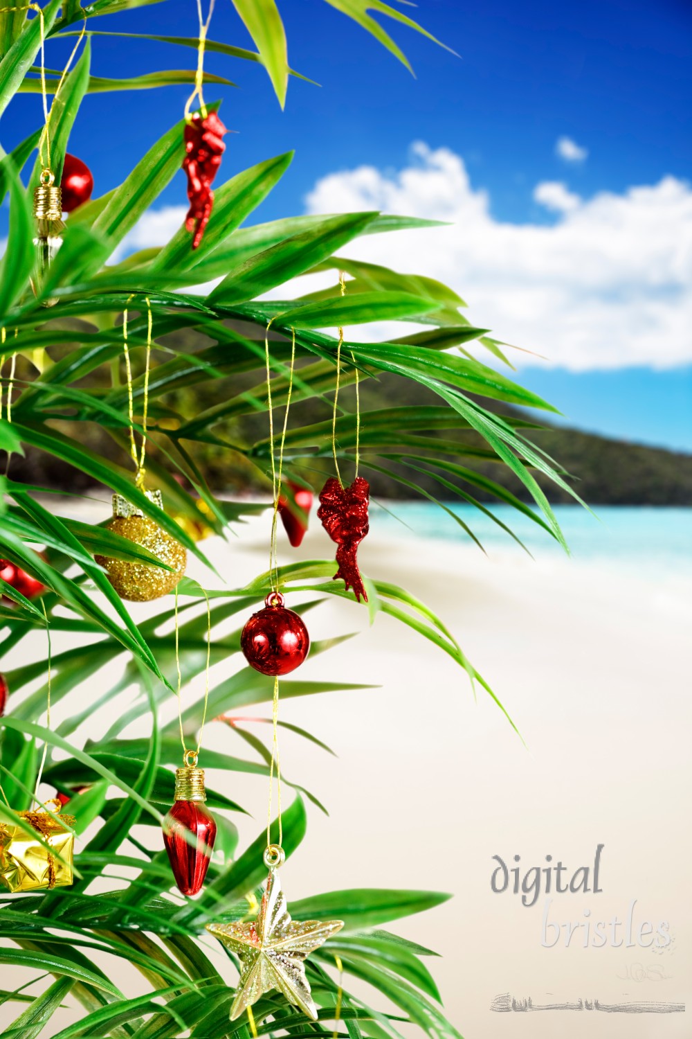 Palm tree with ornaments for a tropical Christmas