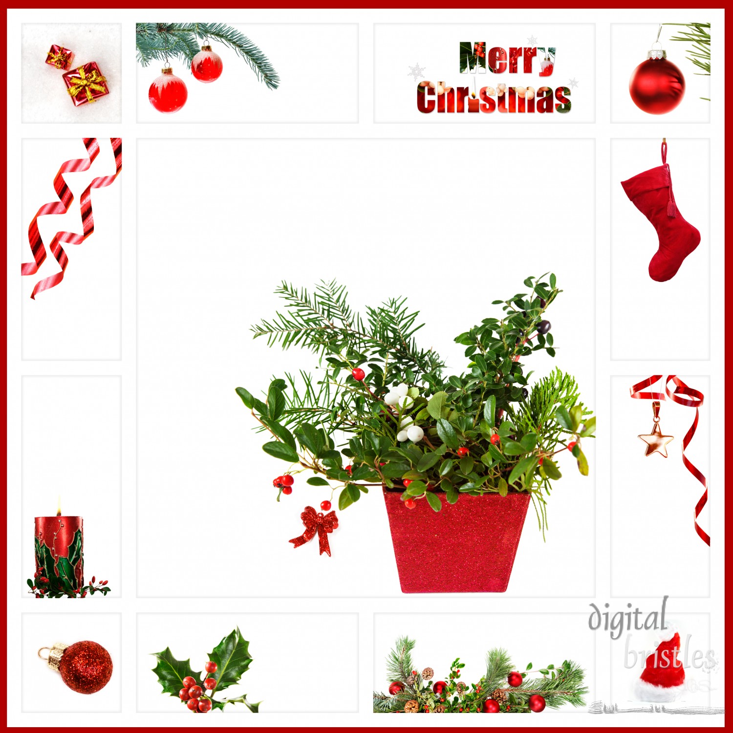 Collage of red Christmas items