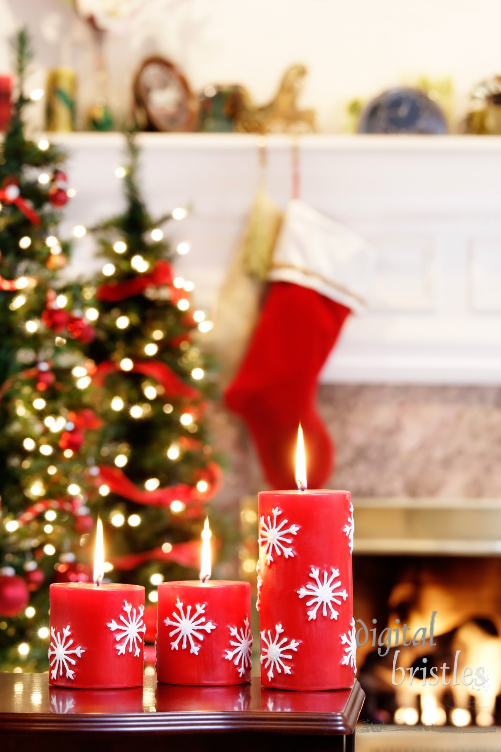 Living room decorated for Christmas