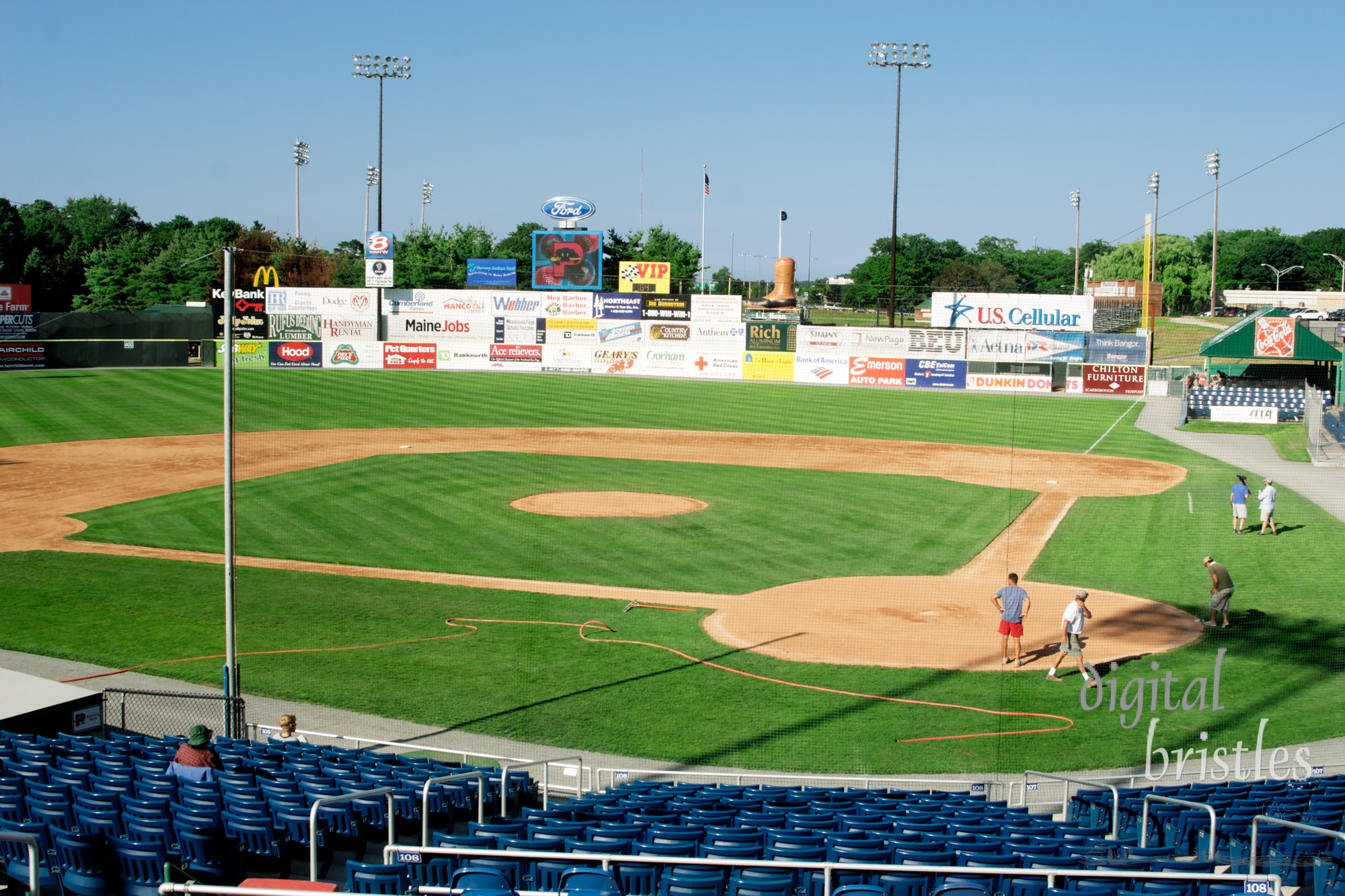 Preparing for the evening Portland Sea Dogs game, Portland, ME