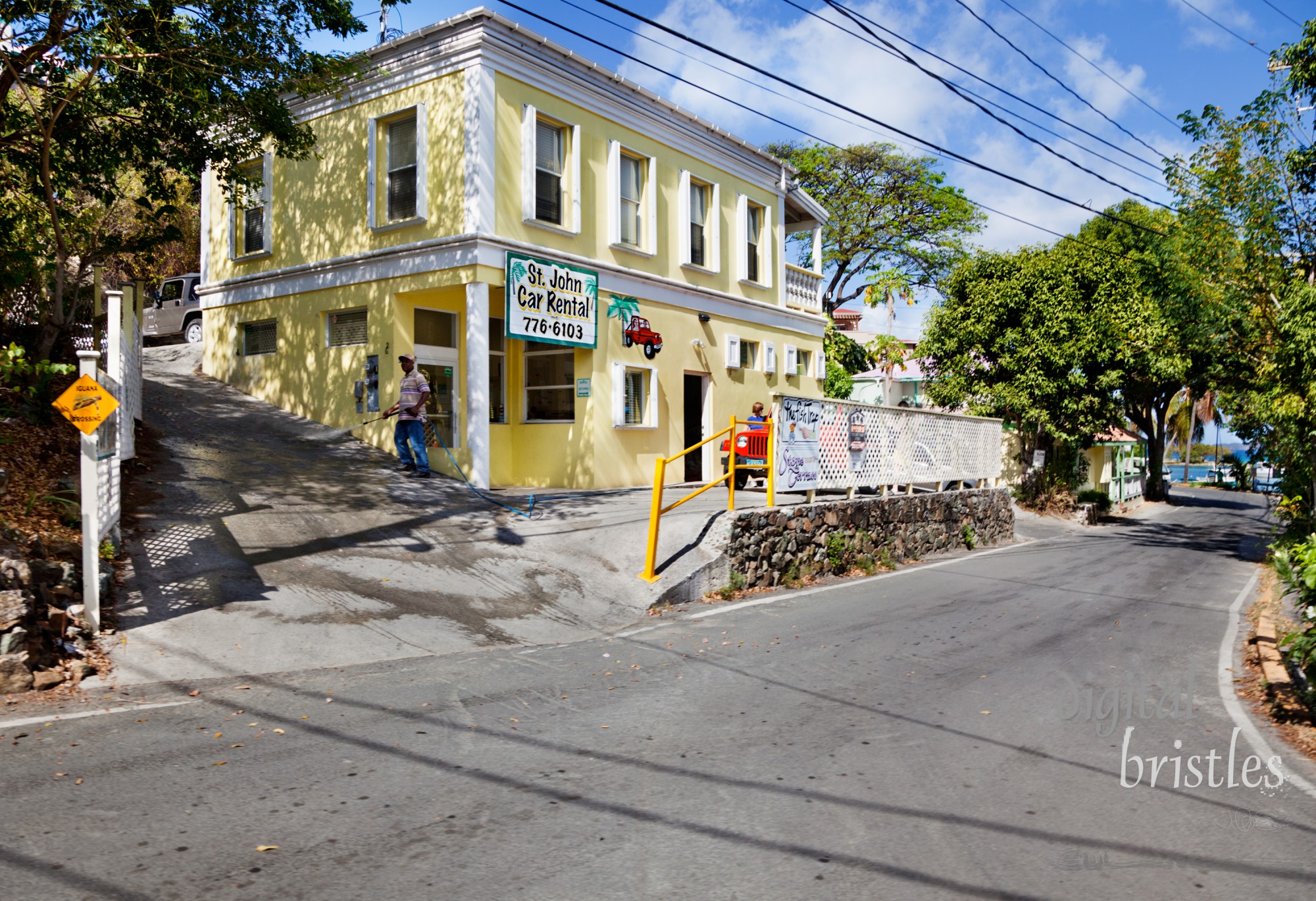 St. John Car Rental is a locally owned car rental company on King Street, one block from the Cruz Bay ferry dock. In business since 1974, it's the alternative to Hertz for car rentals on the small (<20 square miles) island.