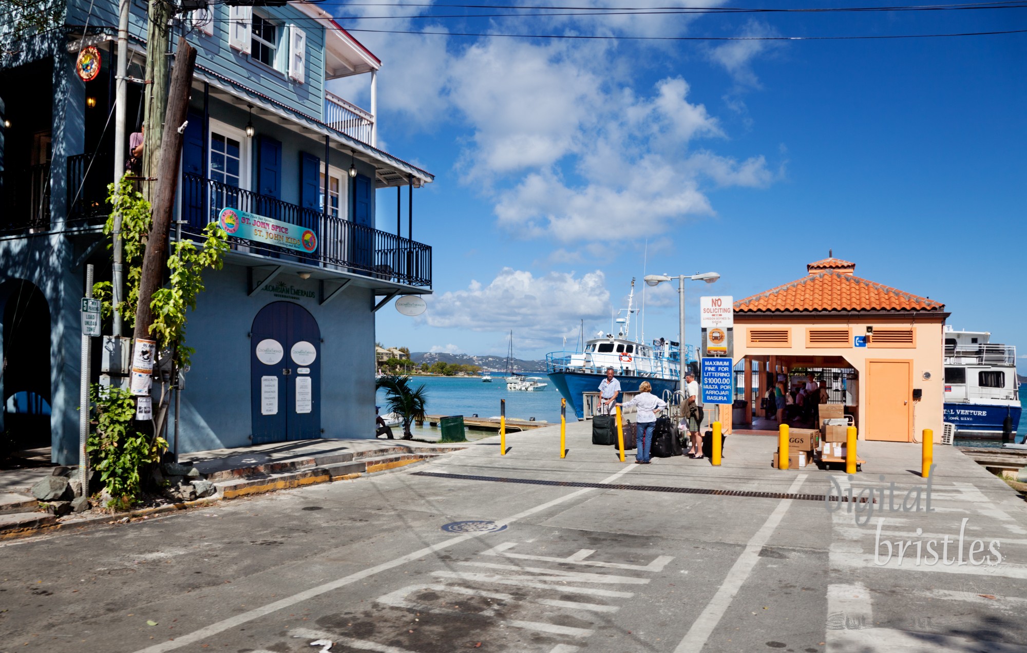 Loredon L. Boynes Sr. Dock, Cruz Bay, is the main port of entry to St. John. Its 267 feet can accommodate four vessels and ferries go to Red Hook and the Charlotte Amalie Harbor in St. Thomas