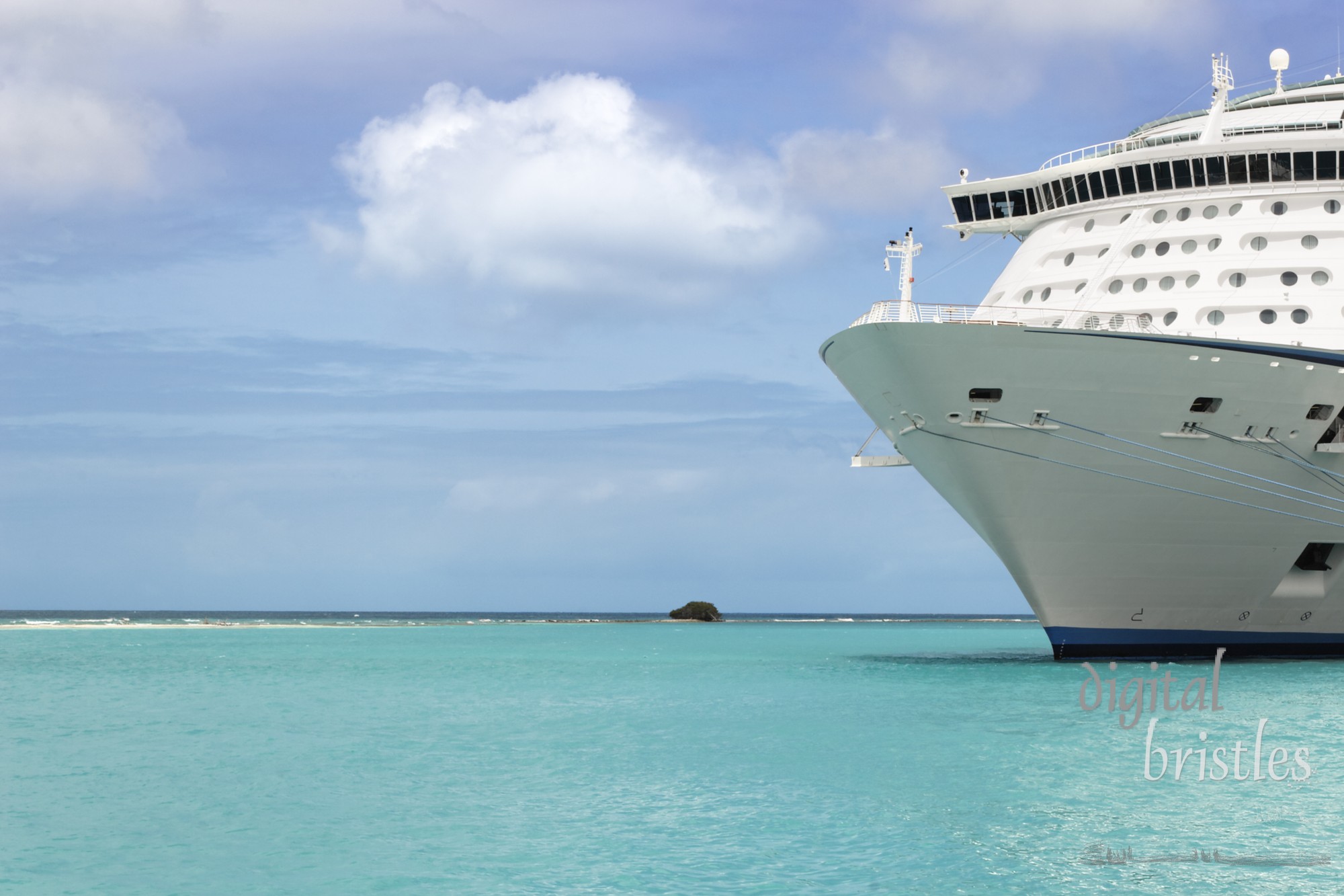 Huge cruise ship tied up at the dock in the Caribbean