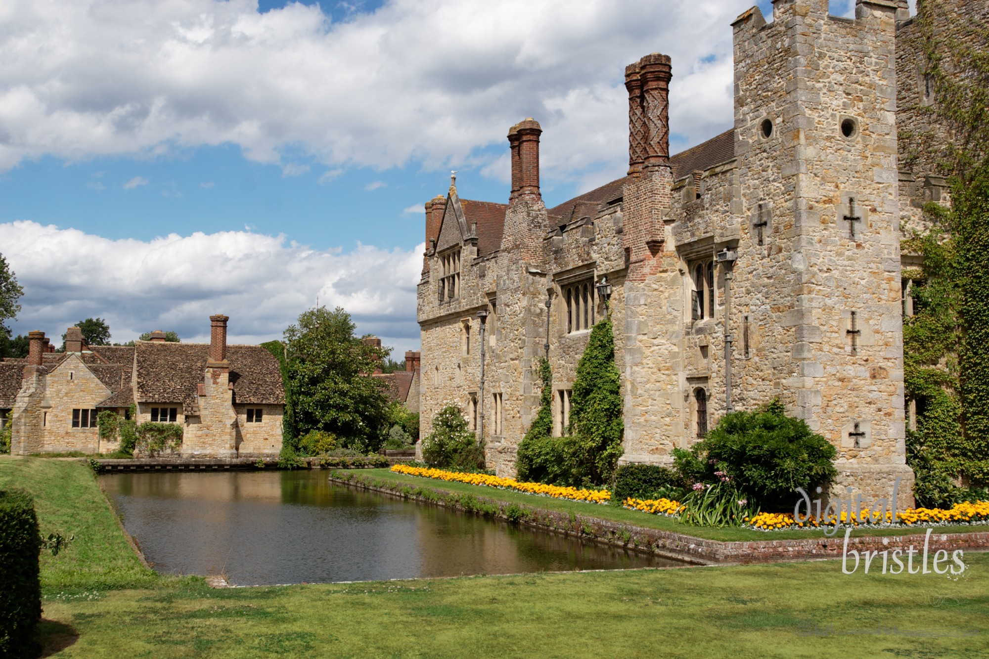 Hever Castle gardens on a sunny summer day