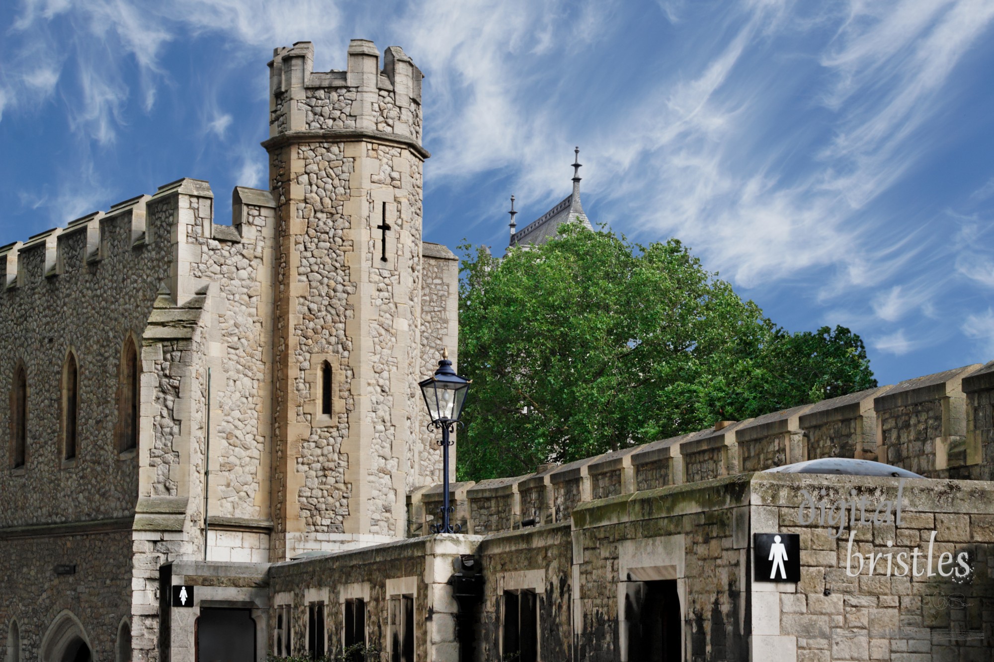 Modern toilets at the Tower of London, England