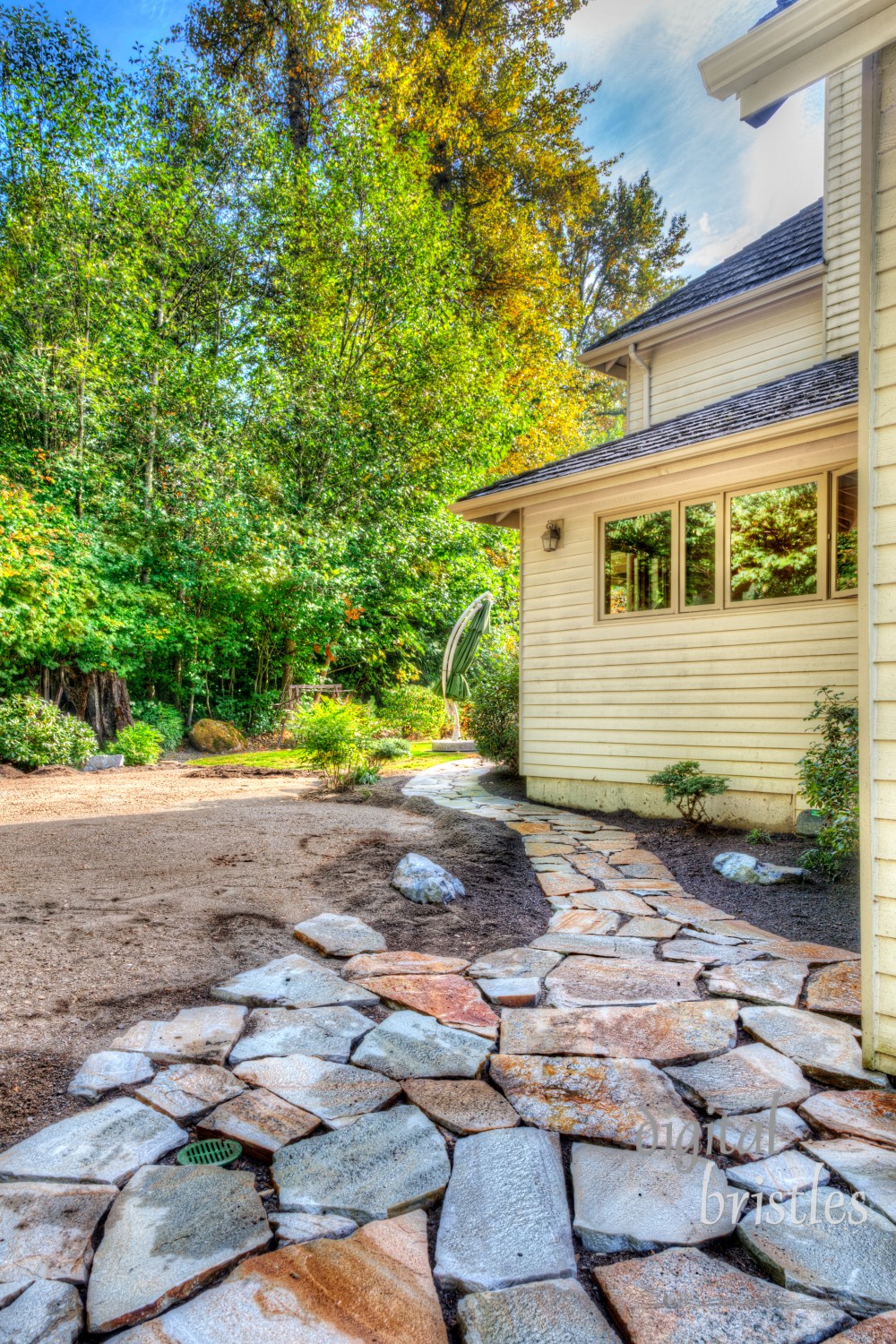 Path pavers placed but not pressed into place