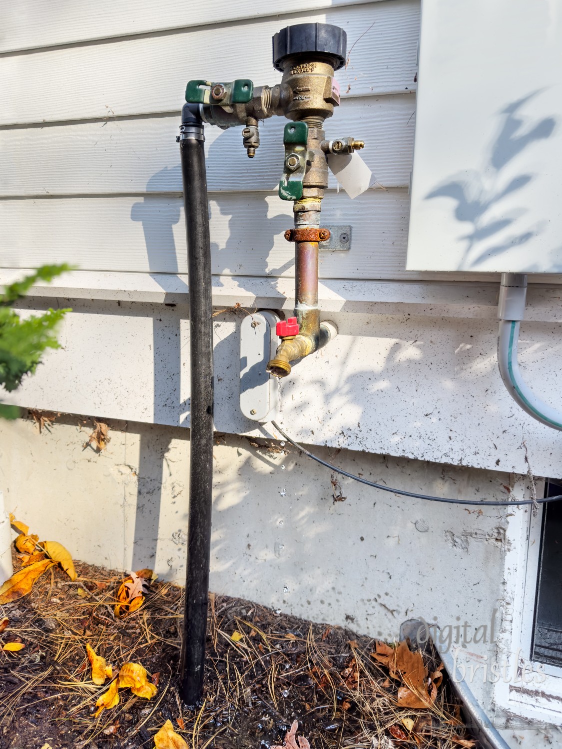 Water drips from the outside faucet after turning off the water before the first frost of the season