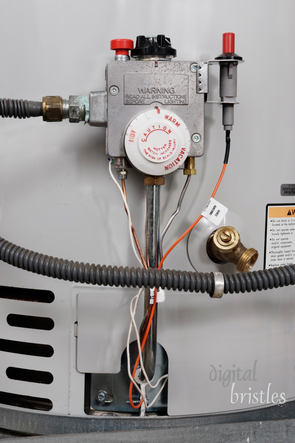 Water temperature controls on a hot water heater