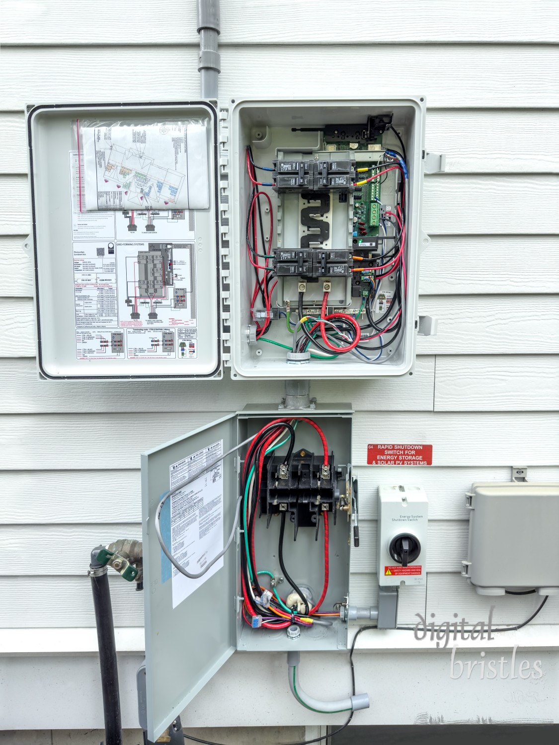 Solar system connections to the home wiring and meter being worked on