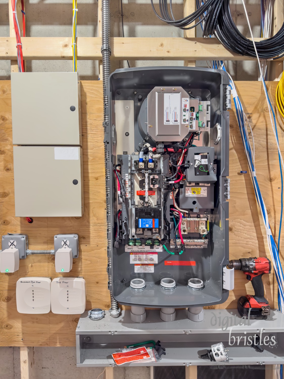 Utility room additions to support adding solar power to existing electricity from the grid