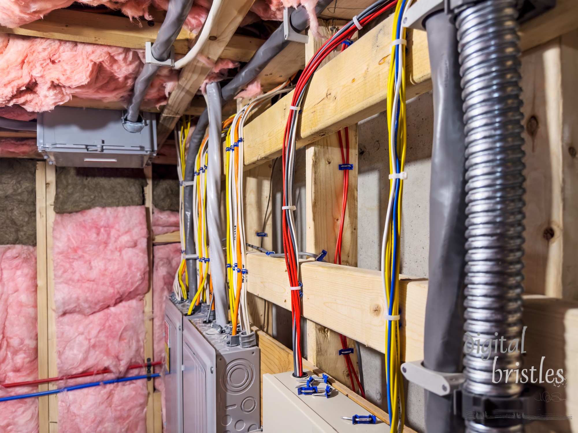 Wiring additions in utility room for solar system installation