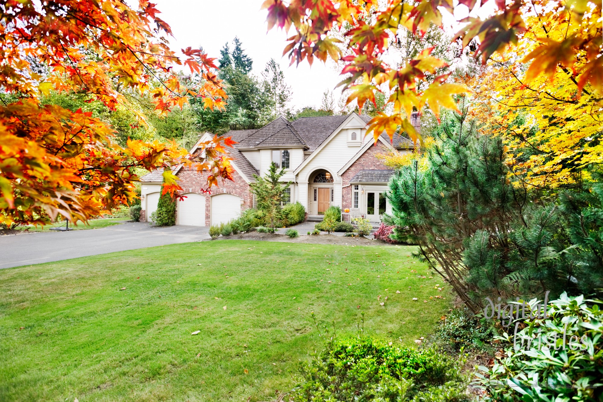 Suburban home in early Autumn as the leaves begin to turn