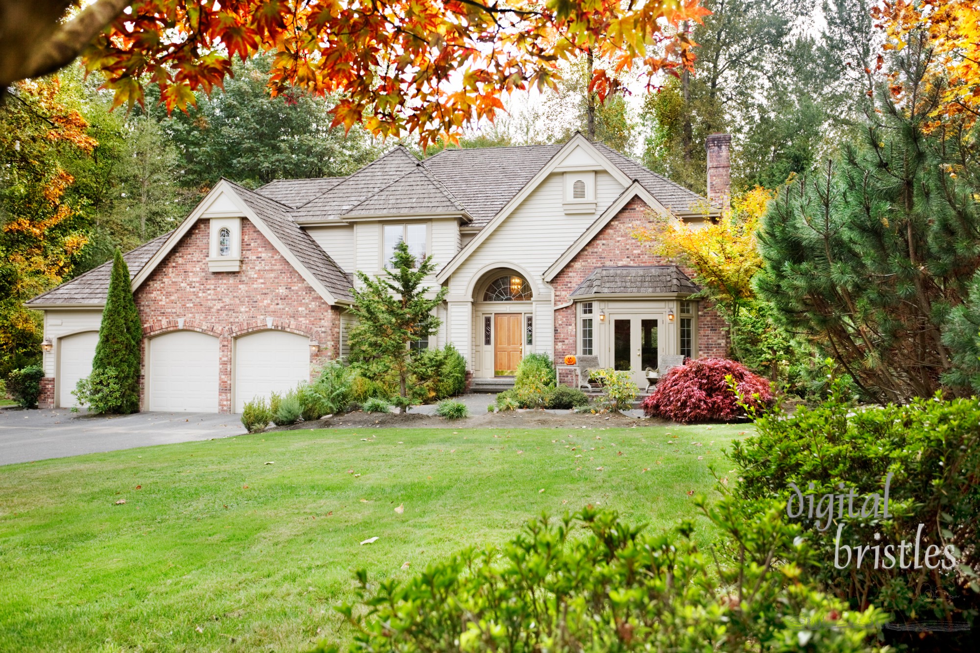 Suburban home in early Autumn as the leaves begin to turn