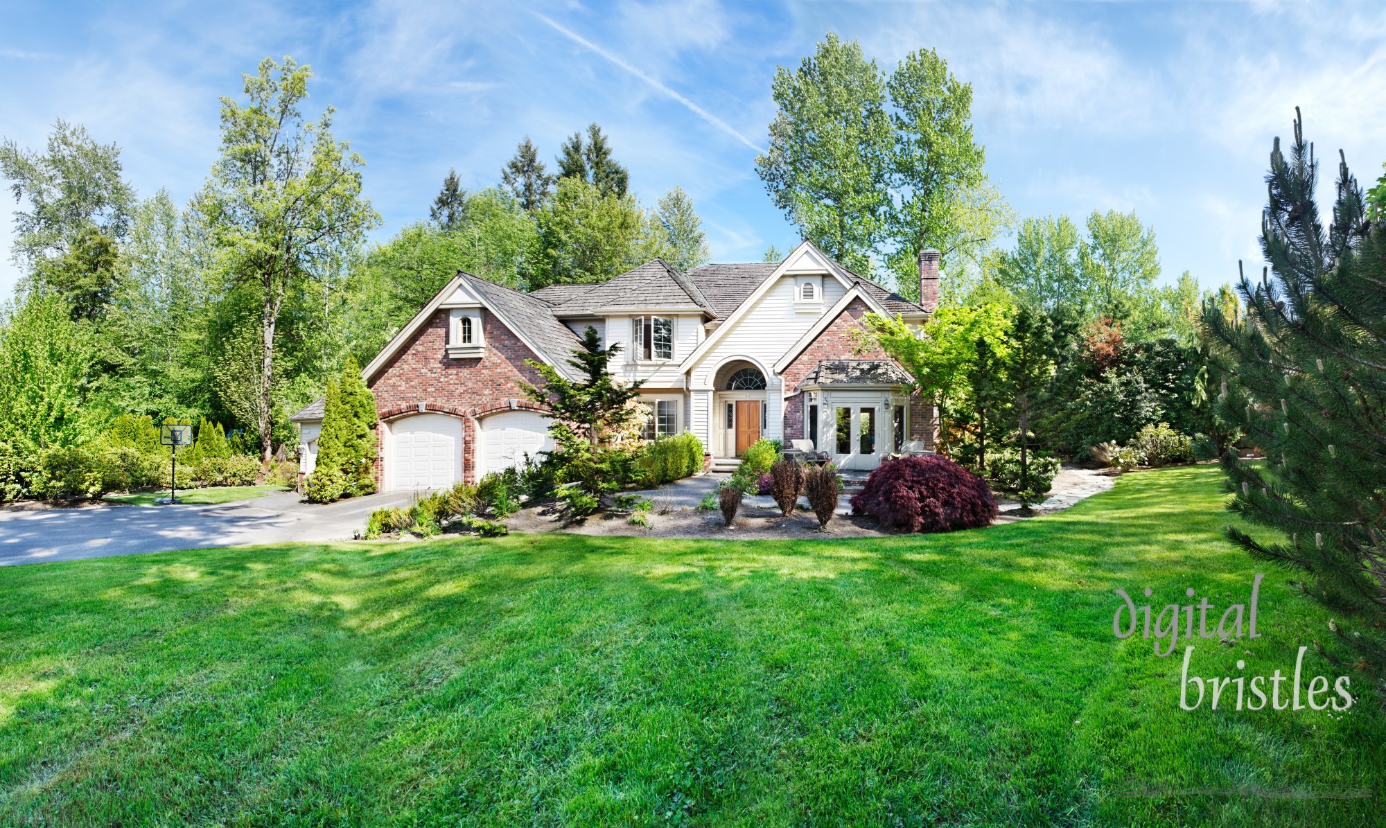 Panoramic view of a suburban home in Spring