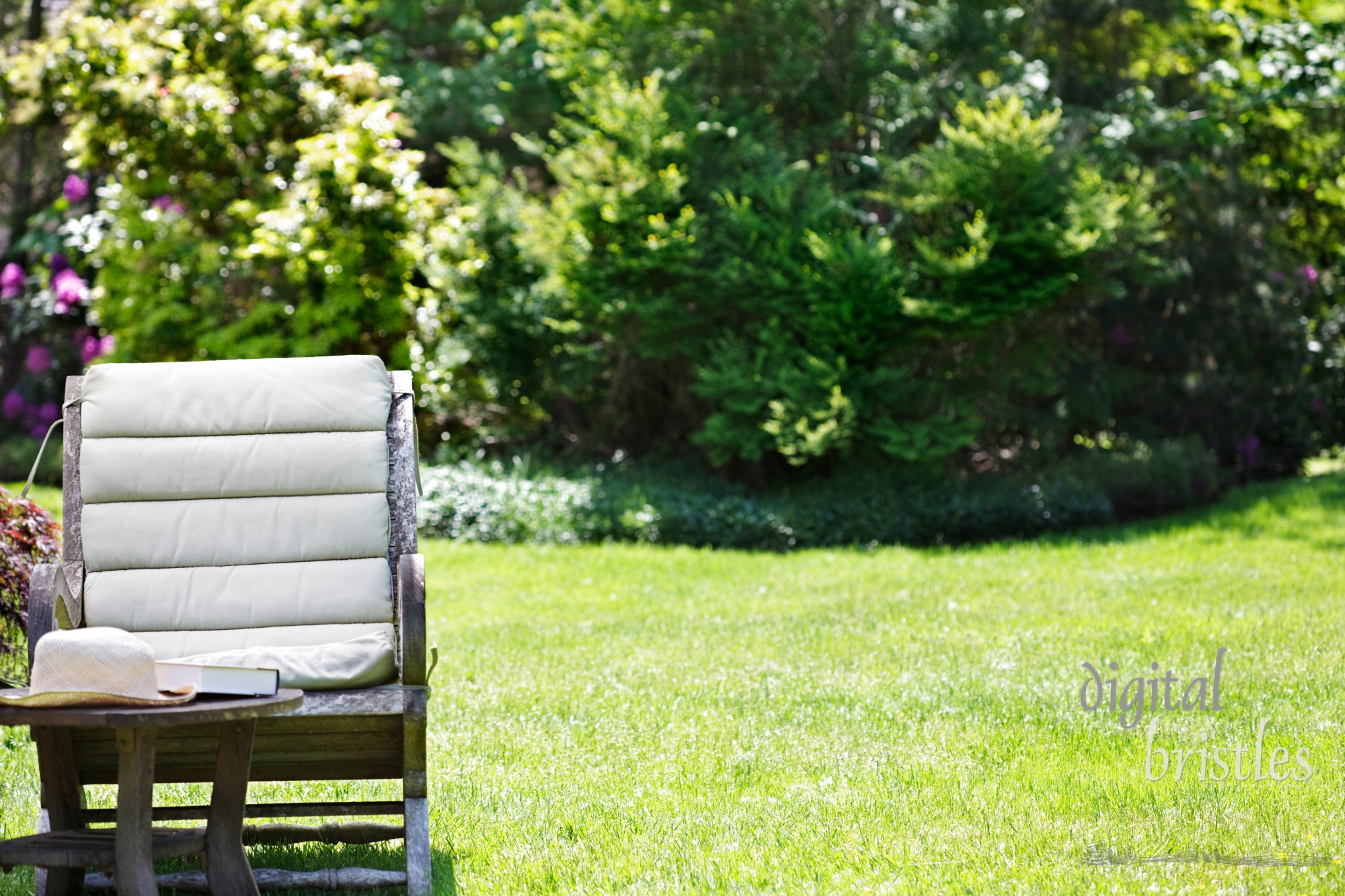 Garden chair on a sunny spring day