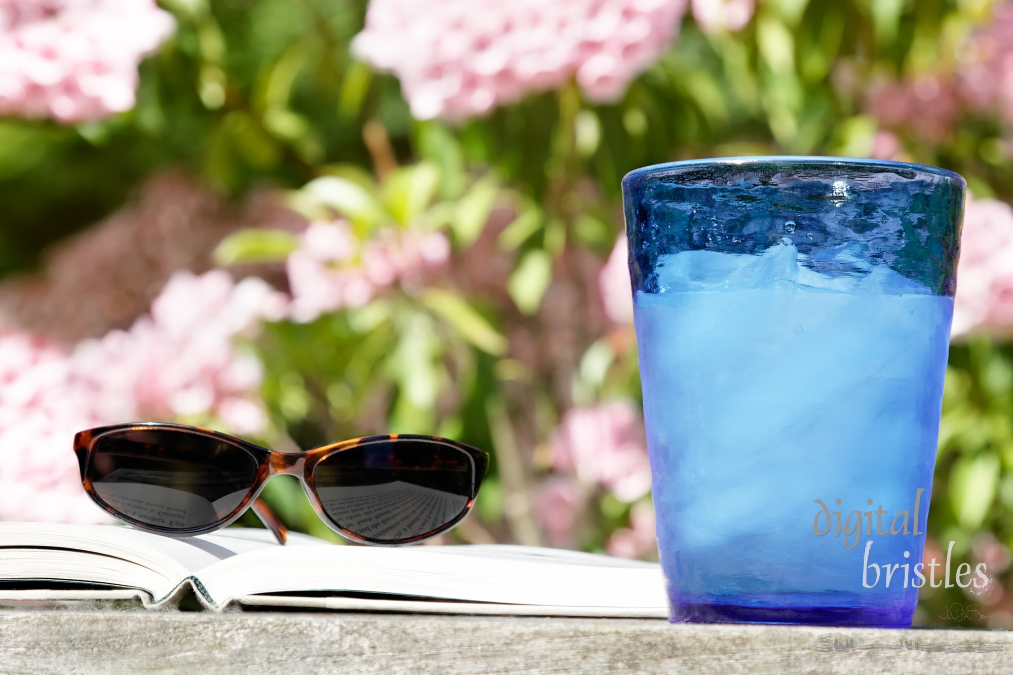 A good book, some ice water and sunglasses for relaxing outside